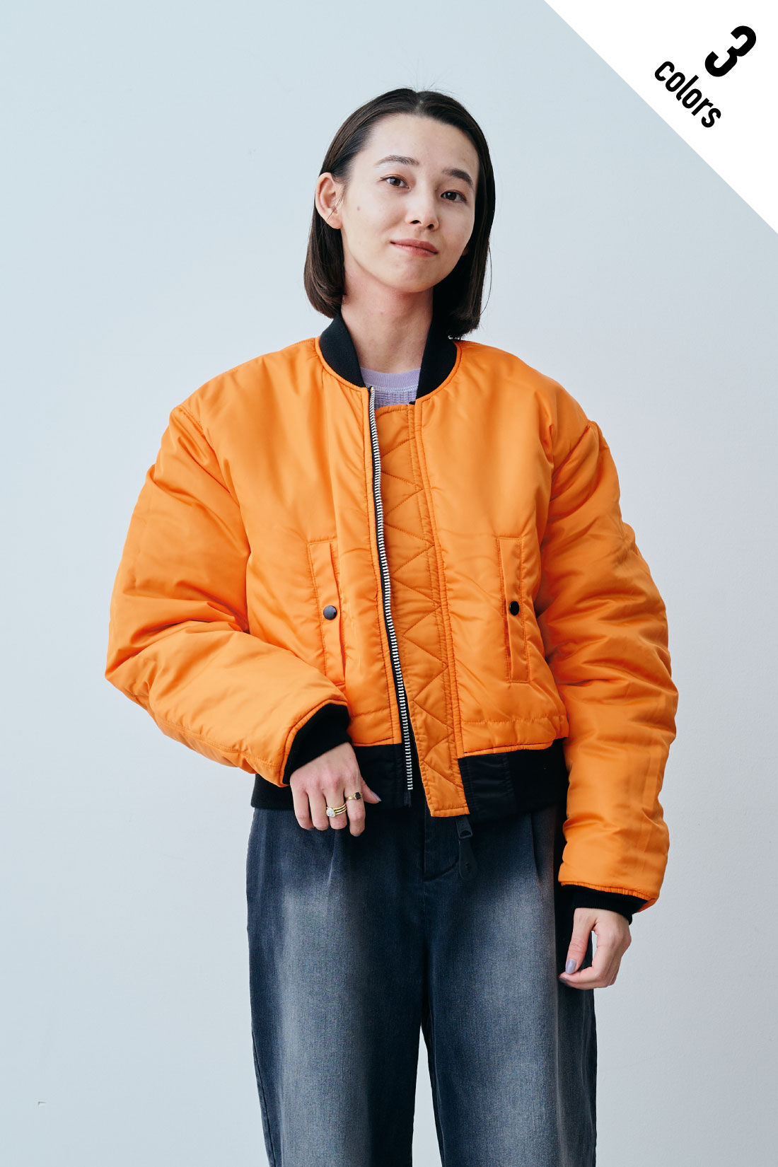 fashion special|【WEB限定・特急便】　ALPHA AL-GRLMA-1 SHORT|1：ブラック（裏側）　モデル身長：168cm