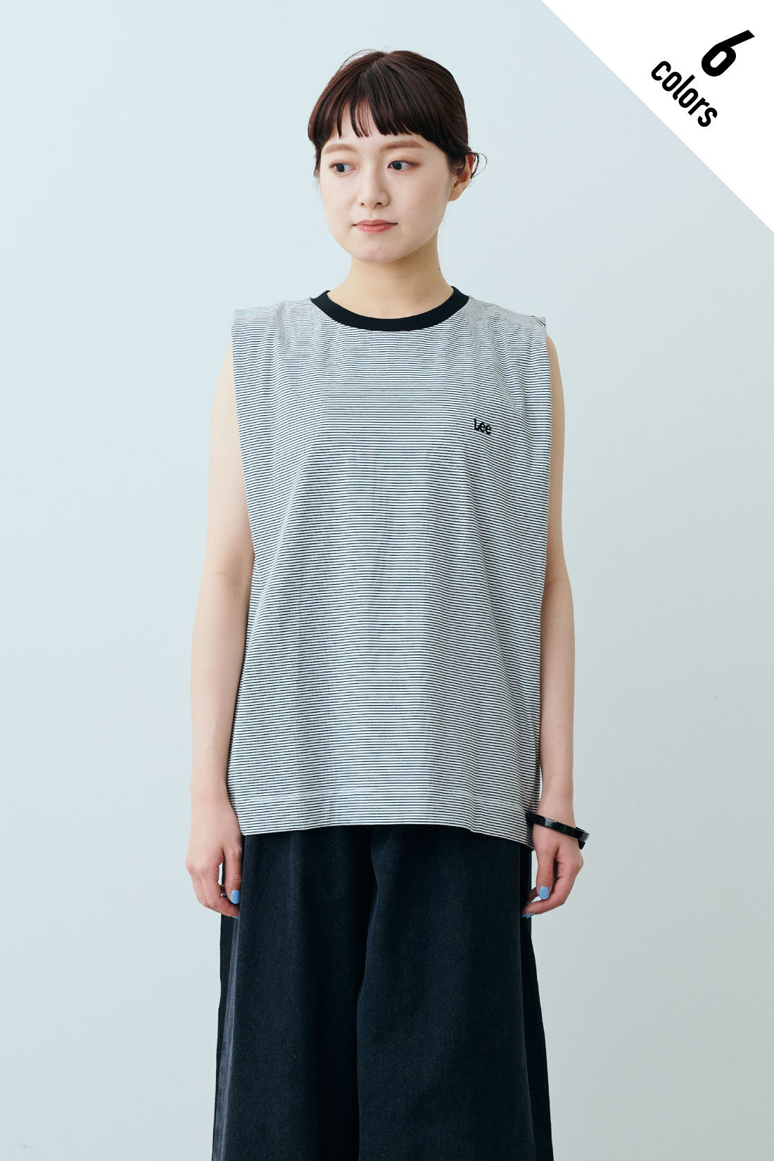 fashion special|【WEB限定・特急便】　Lee EMBROIDERY N/S TEE|6：ボーダー　モデル身長：163cm