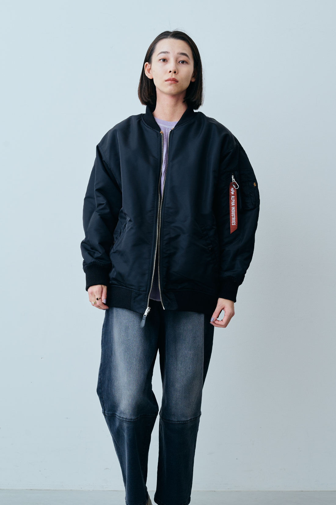 fashion special|【WEB限定・特急便】　ALPHA AL-GRLFAKE FURMA-1|1：ブラック　モデル身長：168cm