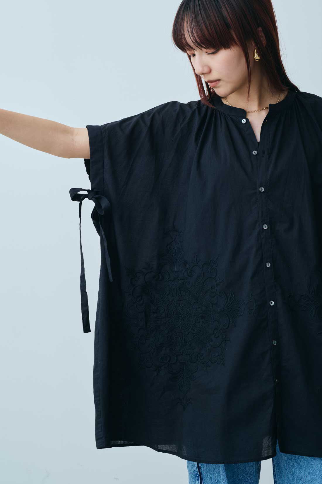 fashion special|【WEB限定・特急便】MEDE19F 〈SELECT〉AAYUSHI　ミルコットンボイルエンブロイダリーチュニックシャツ