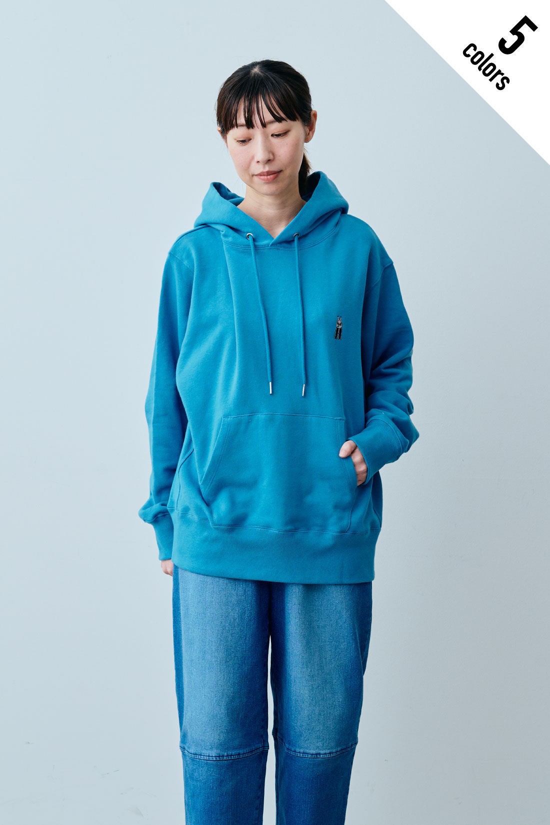 fashion special|【WEB限定・特急便】　LEE WAPPEN HOODIE|5：ブルー　モデル身長：160cm