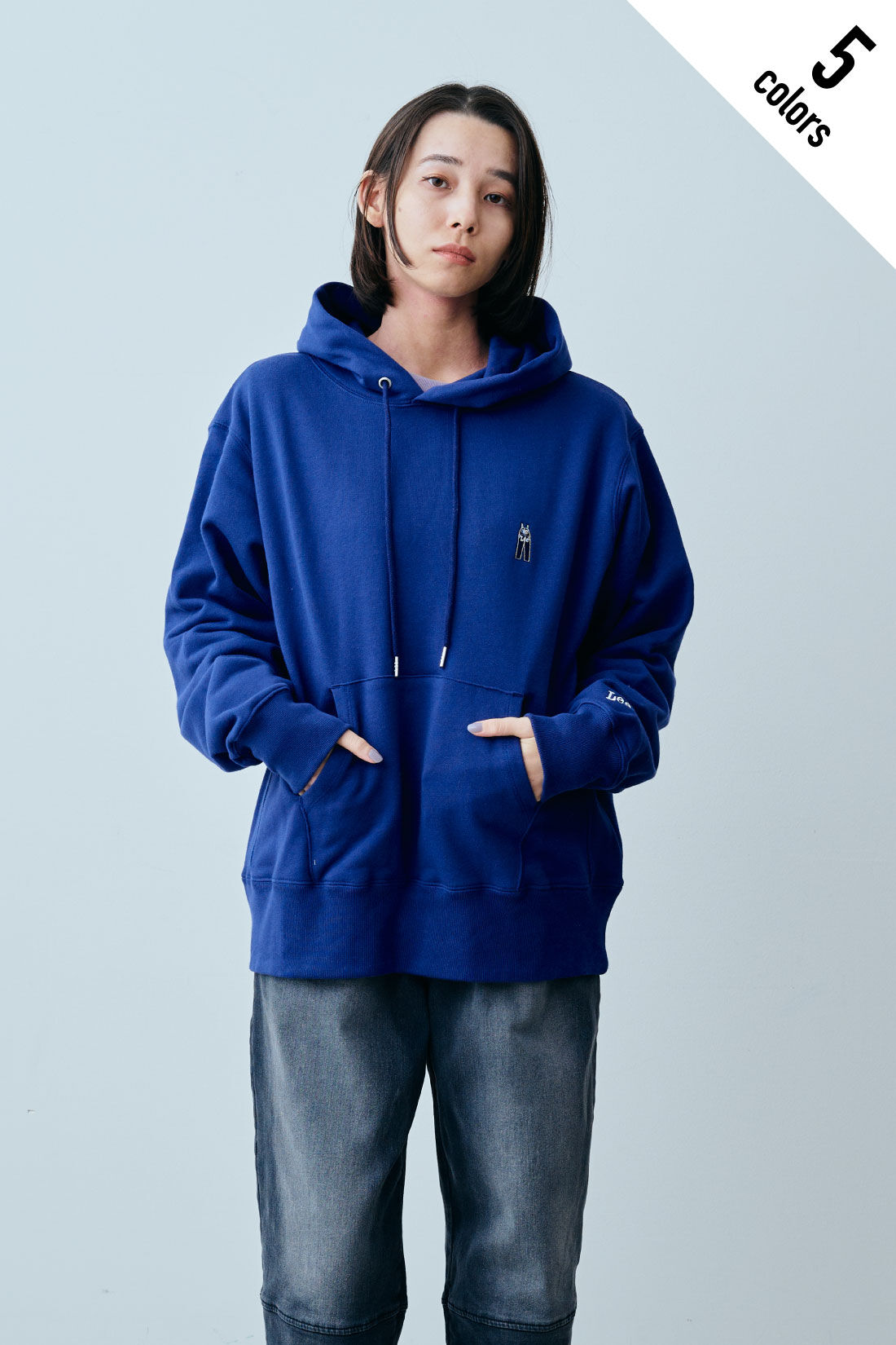 fashion special|【WEB限定・特急便】　LEE WAPPEN HOODIE|2：ネイビー　モデル身長：168cm