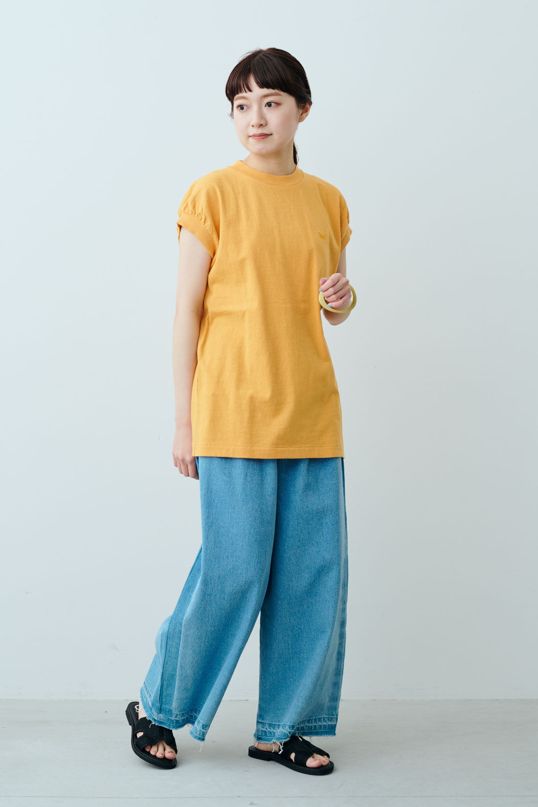 fashion special|【WEB限定・特急便】　Lee PAFF N/S TEE|3：イエロー　モデル身長：163cm