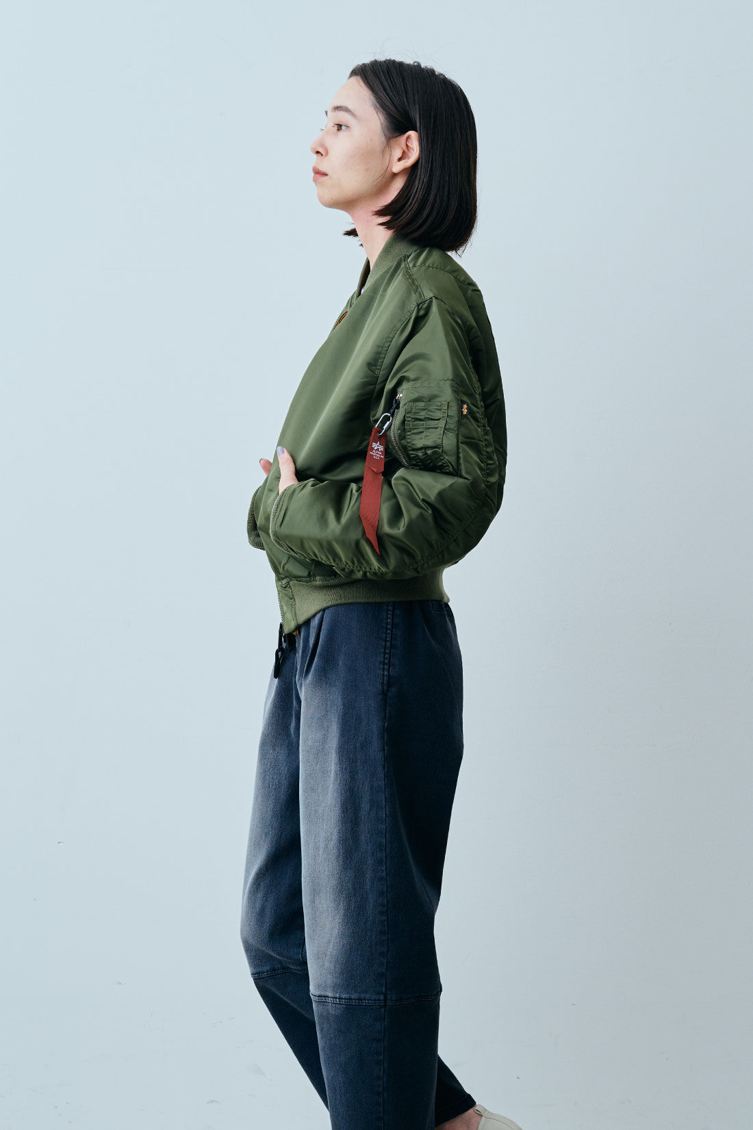 fashion special|【WEB限定・特急便】　ALPHA AL-GRLMA-1 SHORT|2：ダークグリーン　モデル身長：168cm