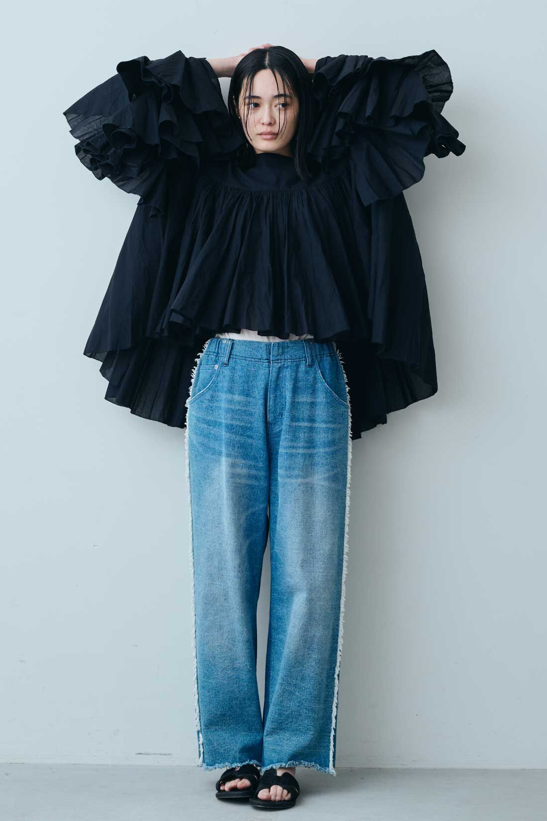 fashion special|【WEB限定・特急便】MEDE19F 〈SELECT〉AAYUSHI　スリーブフリルブラウス