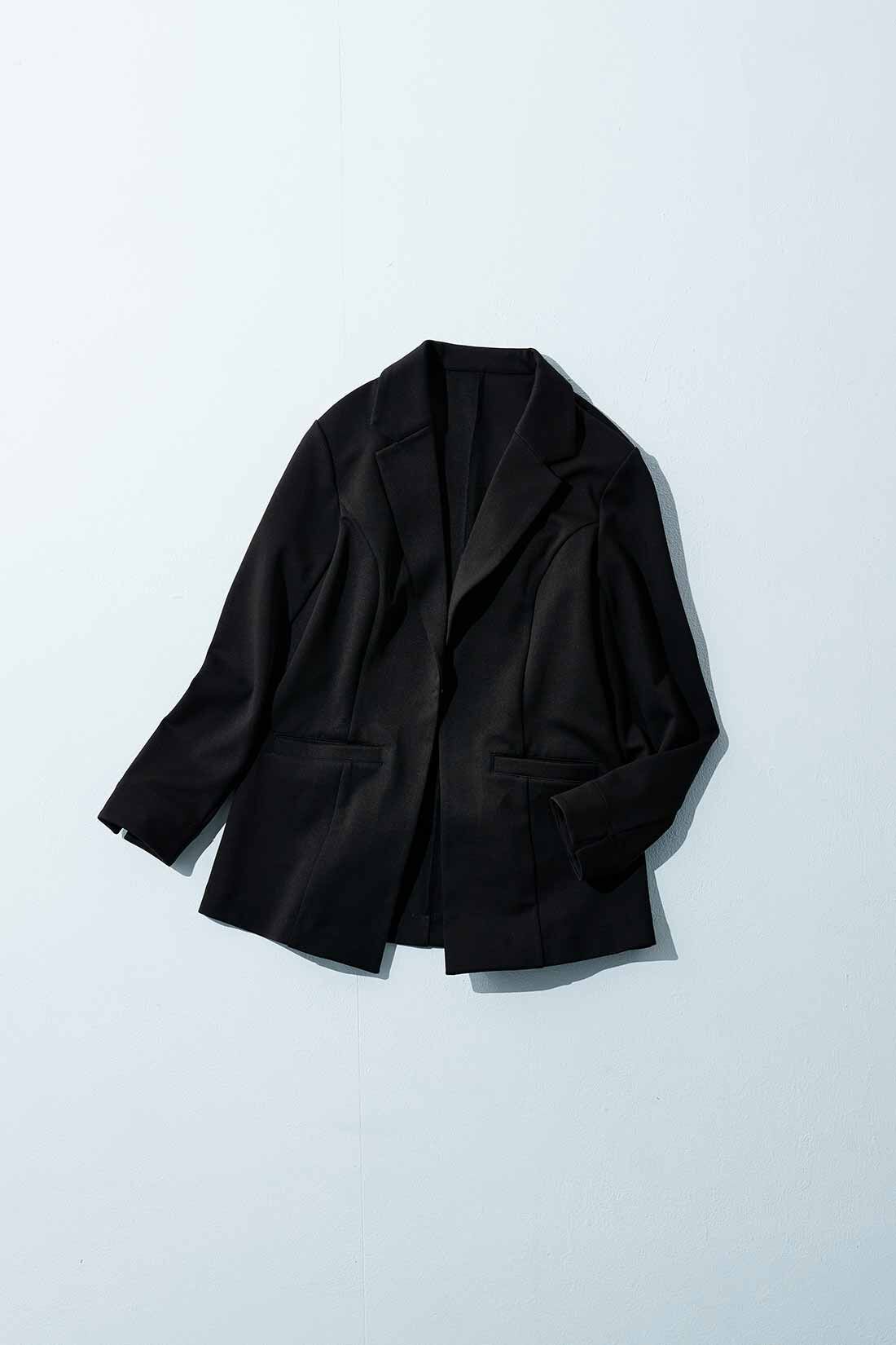 fashion special|【3～10日でお届け】IEDIT[イディット] きちんと見えて実は伸びやかな優秀テーラードジャケット〈ブラック〉