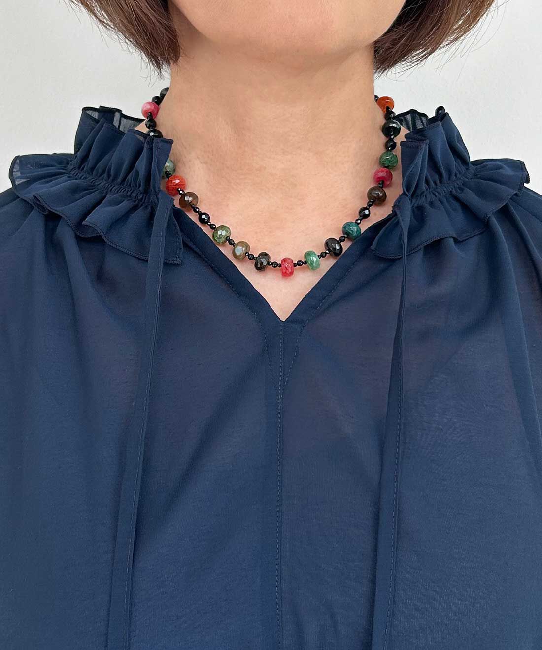 FelissimoLX|ＬＸ　色彩の煌めきミックスアゲートネックレス
