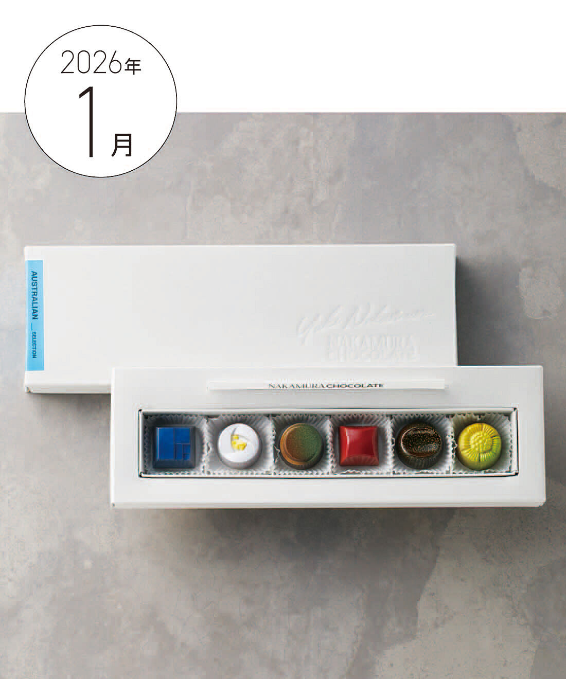 幸福のチョコレート|月に一度のご褒美チョコ 至福のチョコライフ予約便 〈6ヵ月コース〉|■内容量/ 6個（6種）　■賞味期限/製造後30日　■サイズ/箱：縦約8.5cm、横約26.5cm、高さ約4cm