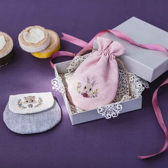 Couturier special | 動物の刺しゅう巾着ポーチキット