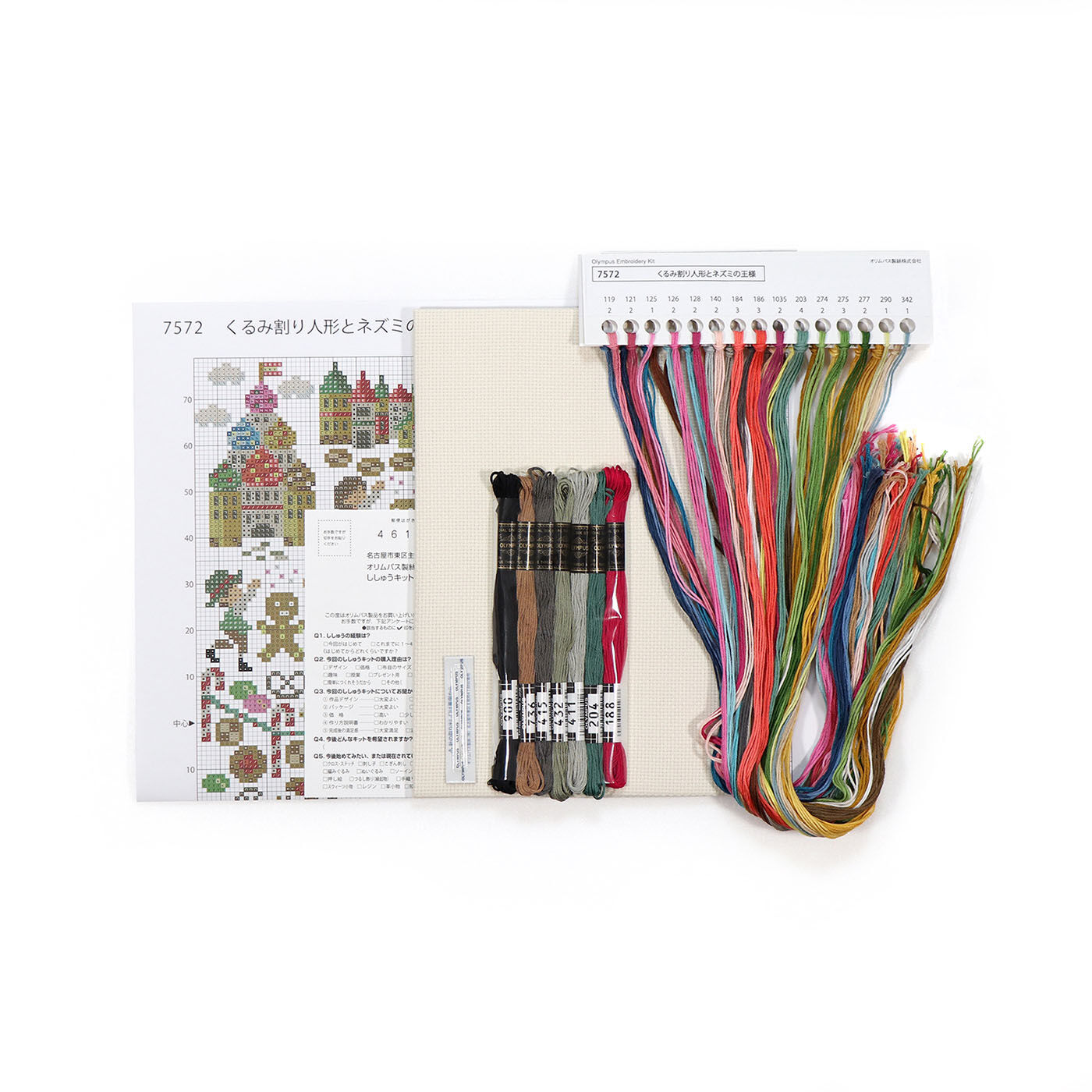 Couturier special|かわいい童話のクロスステッチ 「くるみ割り人形とネズミの王様」キット|お届けセットの一式です。