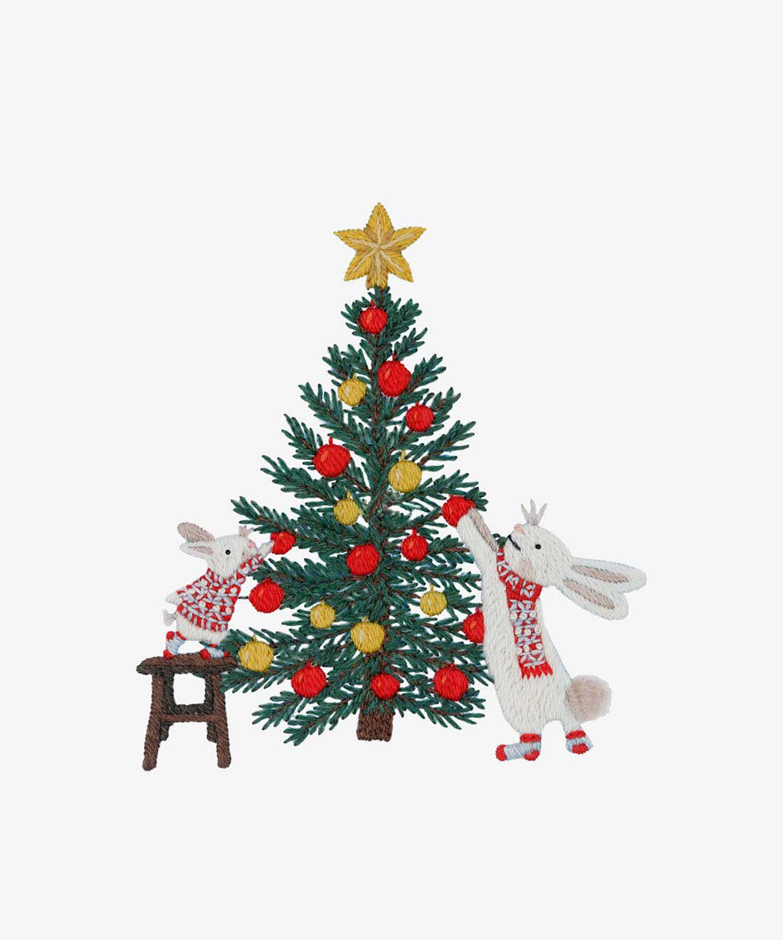 Couturier special|ＤＭＣクリスマスの刺しゅう図案とＥＣＯ ＶＩＴＡウール糸のセット「ウサギとクリスマスツリー」