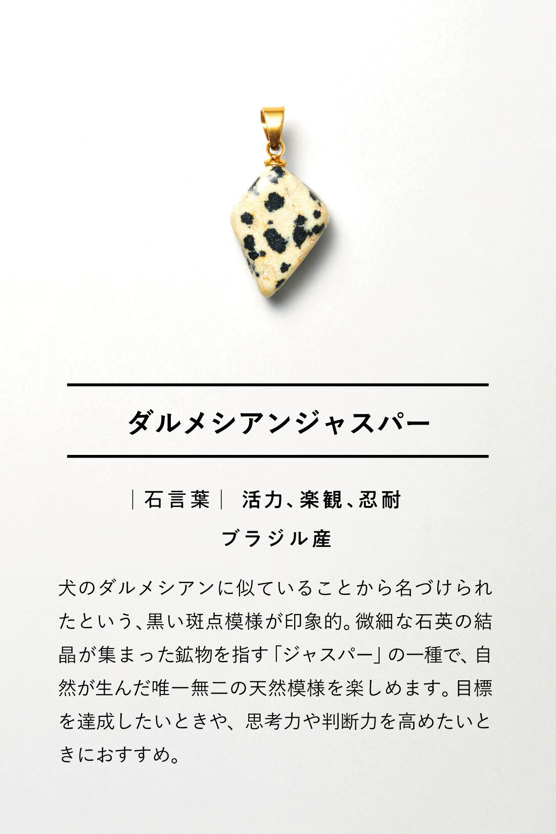 SeeMONO|自然の美しさを身にまとう 天然石ネックレストップ〈ダルメシアンジャスパー〉