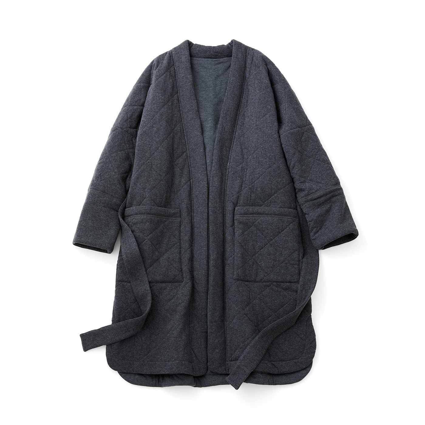 SeeMONO|おうち時間を暖かく包む 天竺（じく）キルトの中わた入りロング半纏（はんてん）