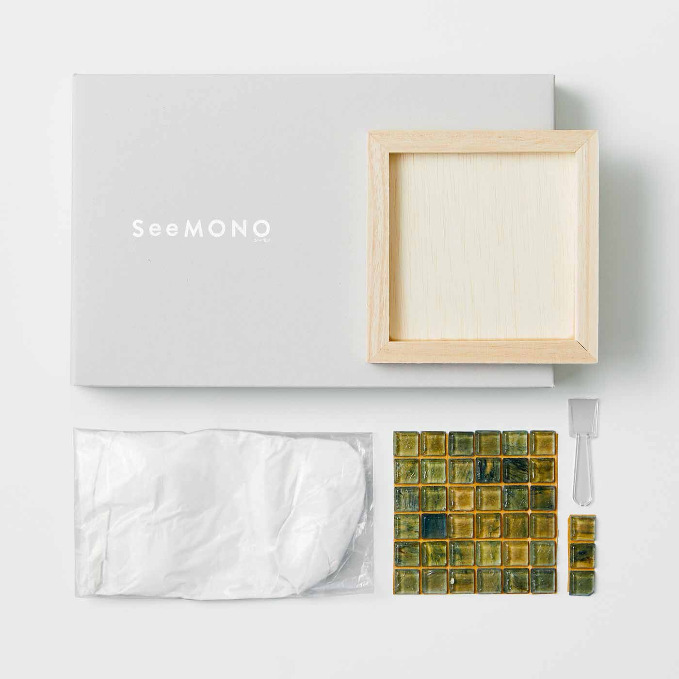 SeeMONO|おうちで楽しいプチDIY ガラスタイルで作る ミニトレイキットの会|・1回のお届けキット例です。