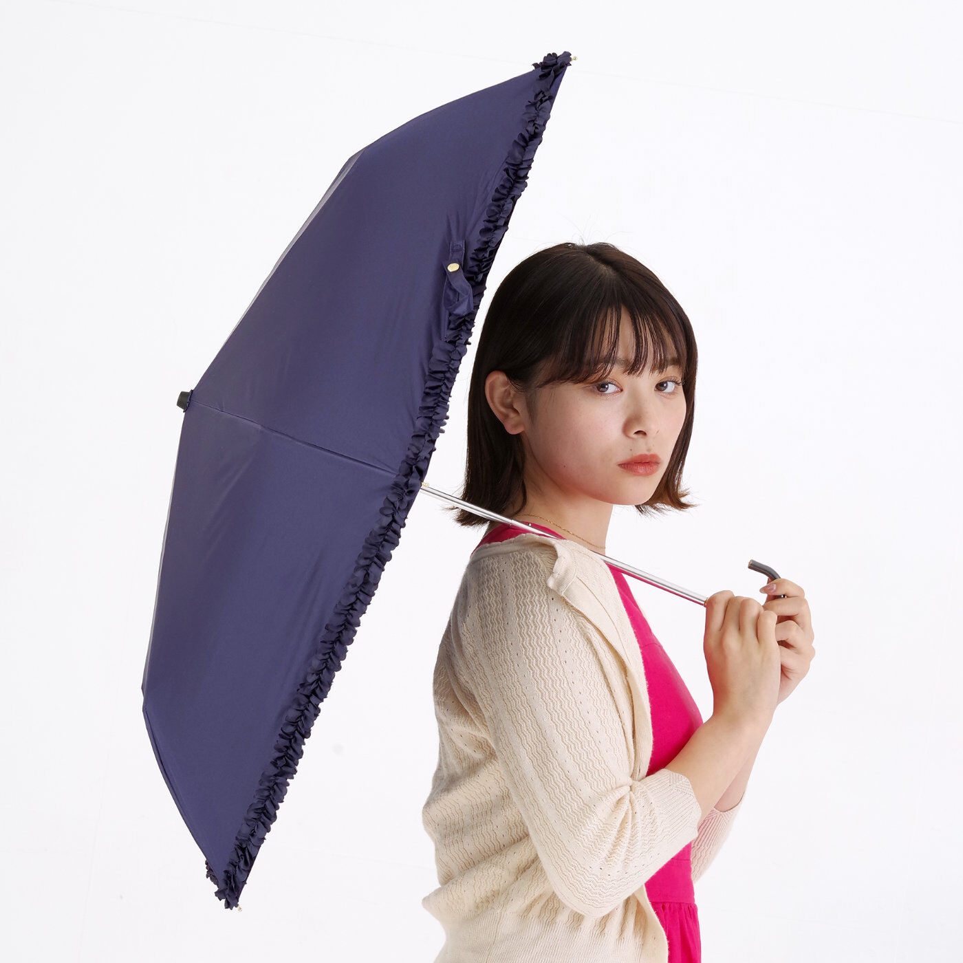 FELISSIMO PARTNERS|晴雨兼用　折りたたみ遮光日傘　フリルミニ
