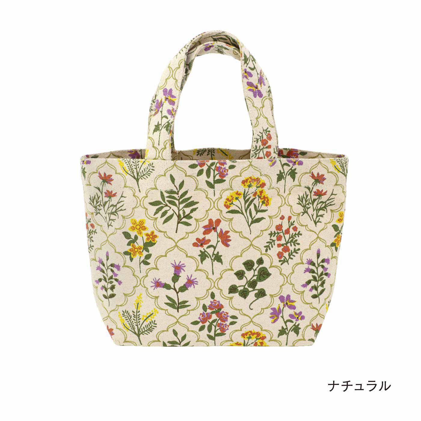 FELISSIMO PARTNERS|上品ボタニカル柄のキャンバスミニバッグ