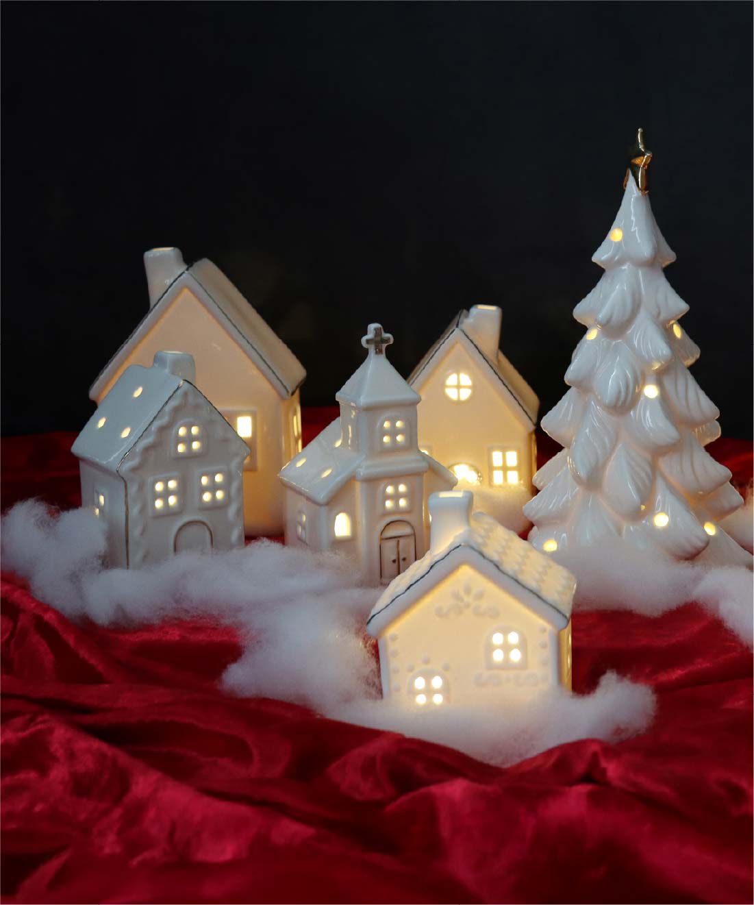 FELISSIMO PARTNERS|やわらかな灯りにこころがやすらぐＬＥＤライト付きセラミック　キャンディーハウス〈Ｓサイズ〉