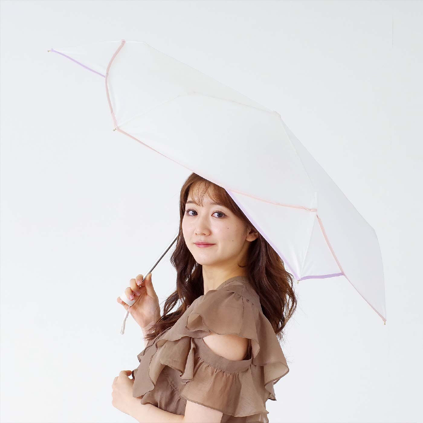 FELISSIMO PARTNERS|ちょっと大きめ折りたたみ雨傘　フラワーパイピング