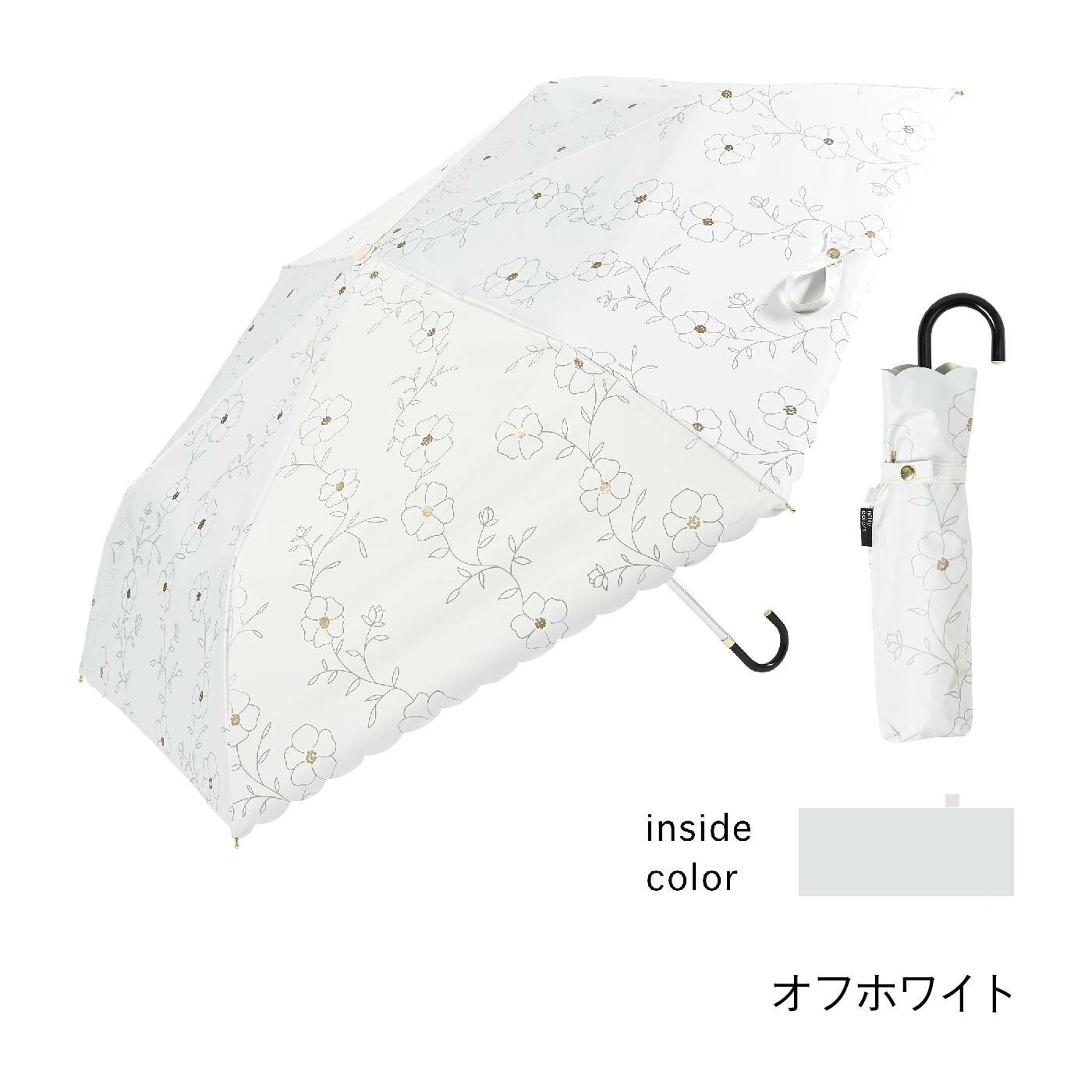 FELISSIMO PARTNERS|携帯に便利　折りたたみ晴雨兼用日傘　ラインフラワー