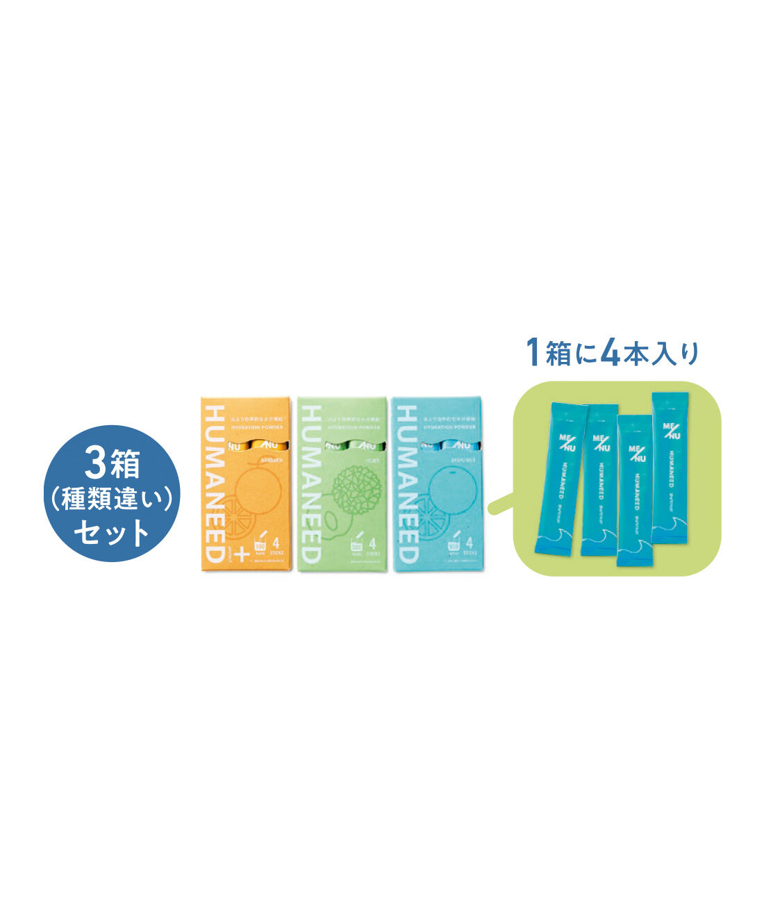 FELISSIMO PARTNERS|フルーツ味で美味しく水分補給 ハイドレーションパウダースティック HUMANEED（ヒューマニード）の会（6回予約）|●1回のお届けセット例です。