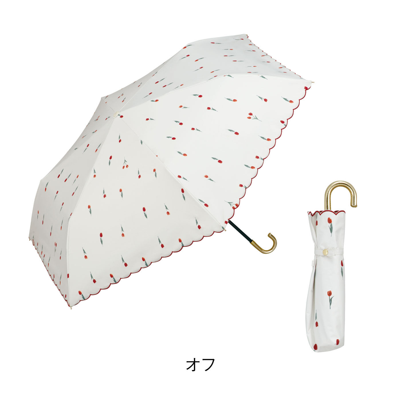 FELISSIMO PARTNERS|刺しゅうがかわいい　遮光プチチューリップ折りたたみ傘