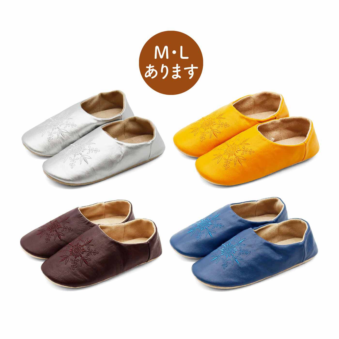 FELISSIMO PARTNERS|かかとを踏んでも履ける モロッカン風シャイニーバブーシュスリッパ