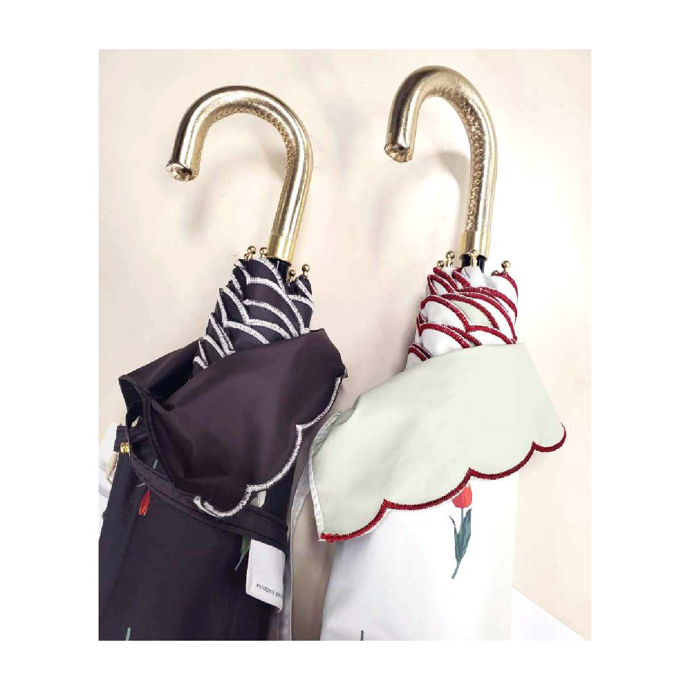 FELISSIMO PARTNERS|刺しゅうがかわいい　遮光プチチューリップ折りたたみ傘