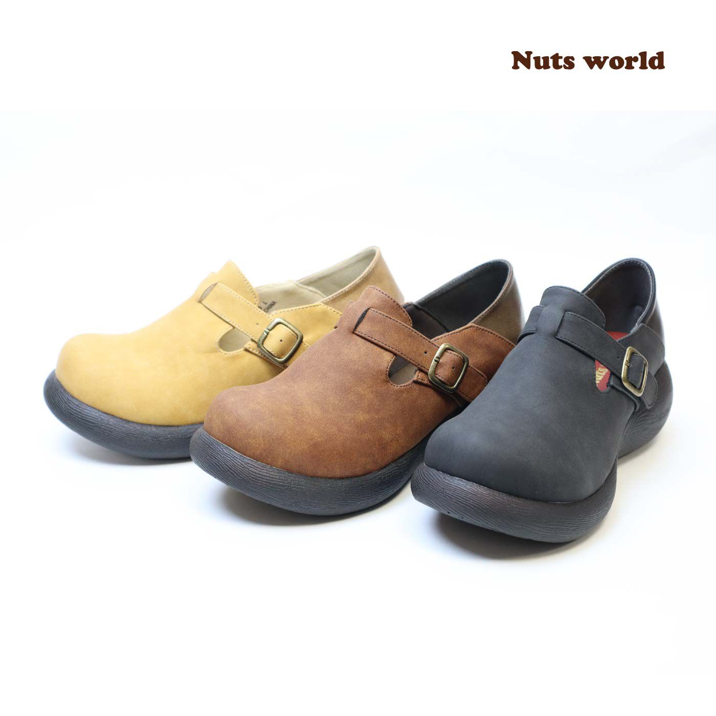 FELISSIMO PARTNERS|Nuts world サンダル使いもできる甲ベルトシューズ 〈茶〉