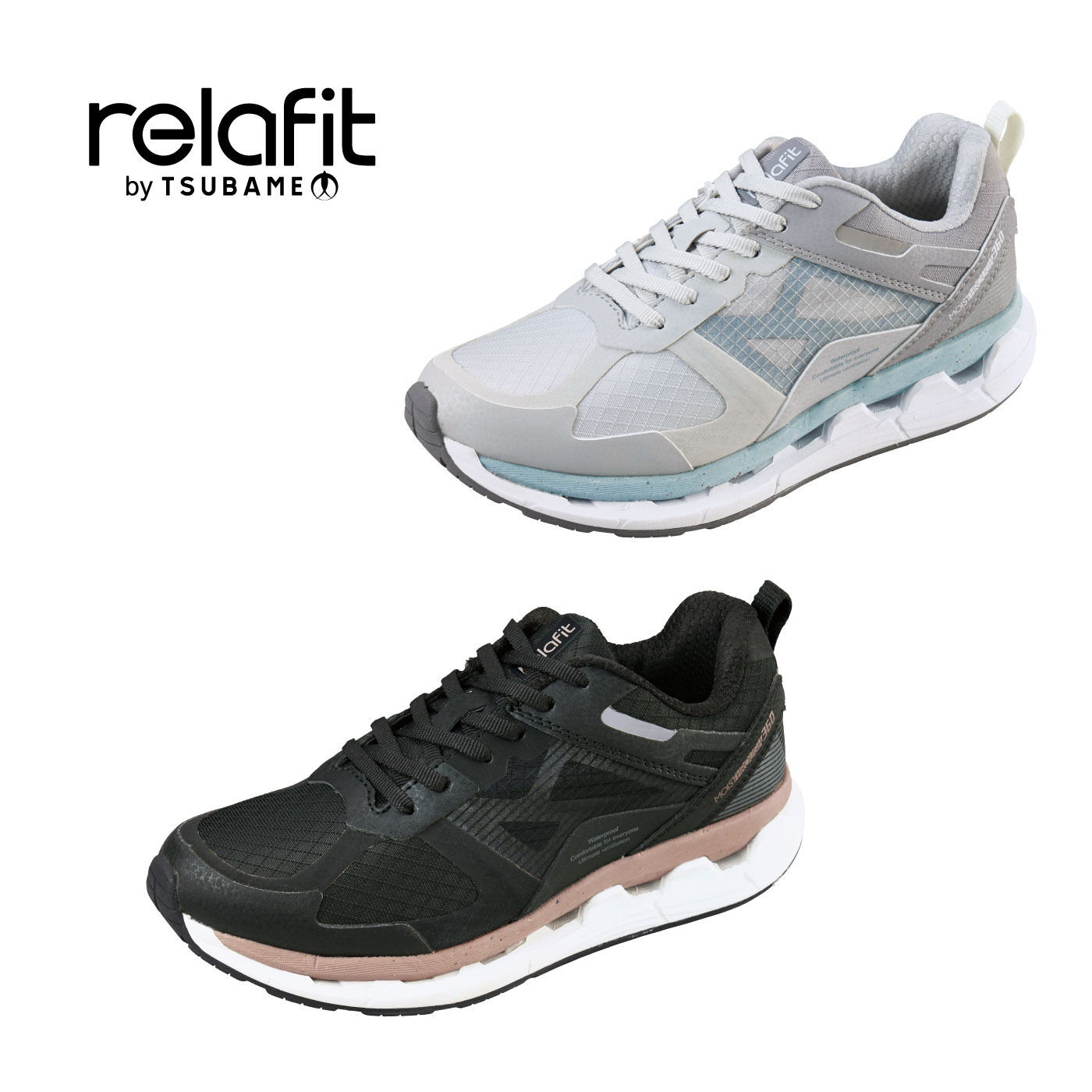 FELISSIMO PARTNERS|通気×防水 relafit どんどん歩けるウォーキングシューズ〈ブラック〉