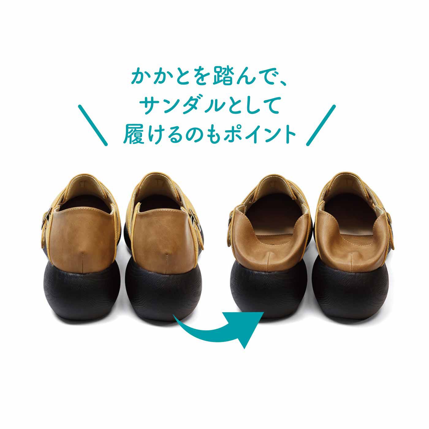 FELISSIMO PARTNERS|Nuts world サンダル使いもできる甲ベルトシューズ 〈茶〉