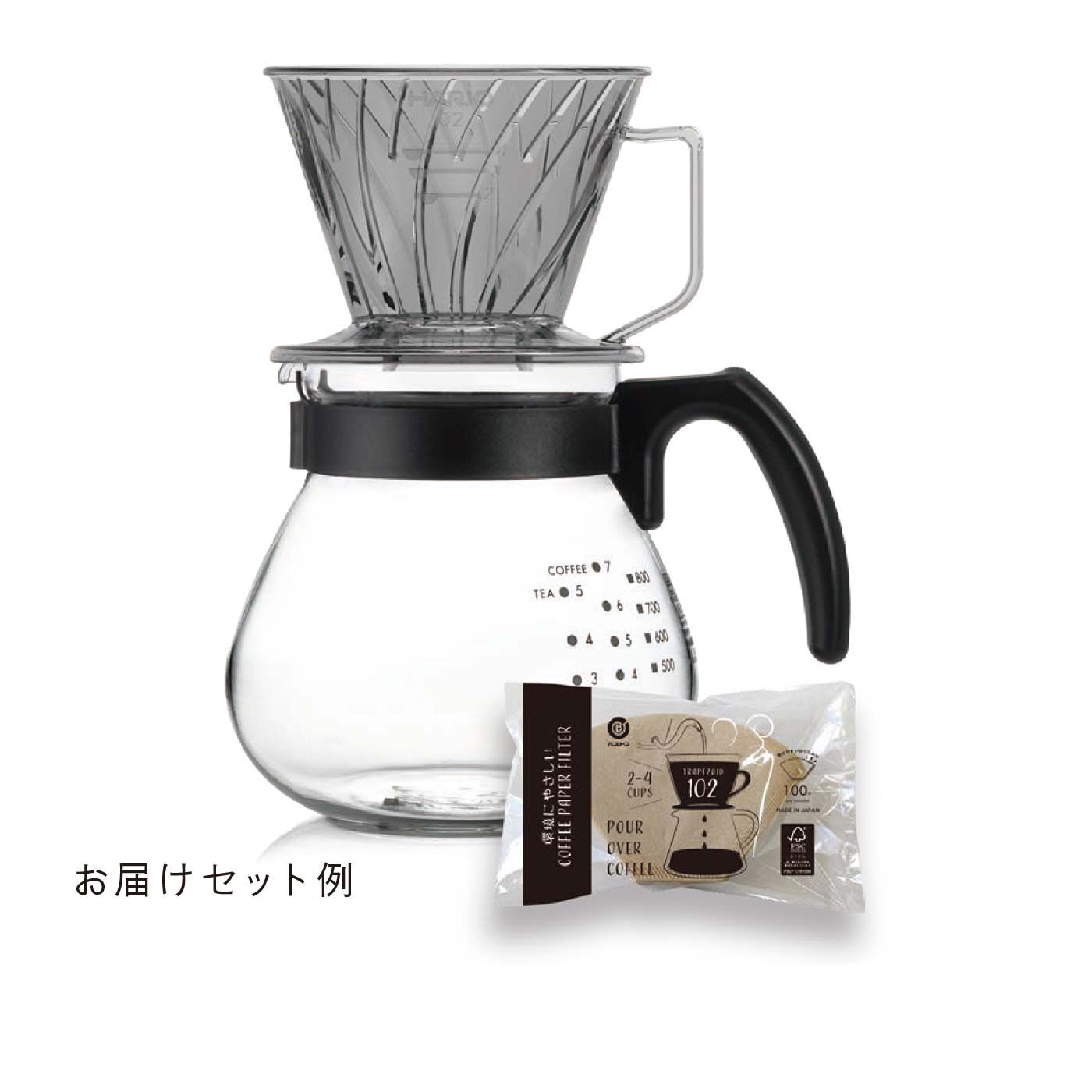FELISSIMO PARTNERS|ハンドドリップ初心者も簡単においしいコーヒーを淹れられる　ベストコ×ＨＡＲＩＯ　メモリ付きコーヒードリッパー・ペーパーフィルター＆サーバーセット