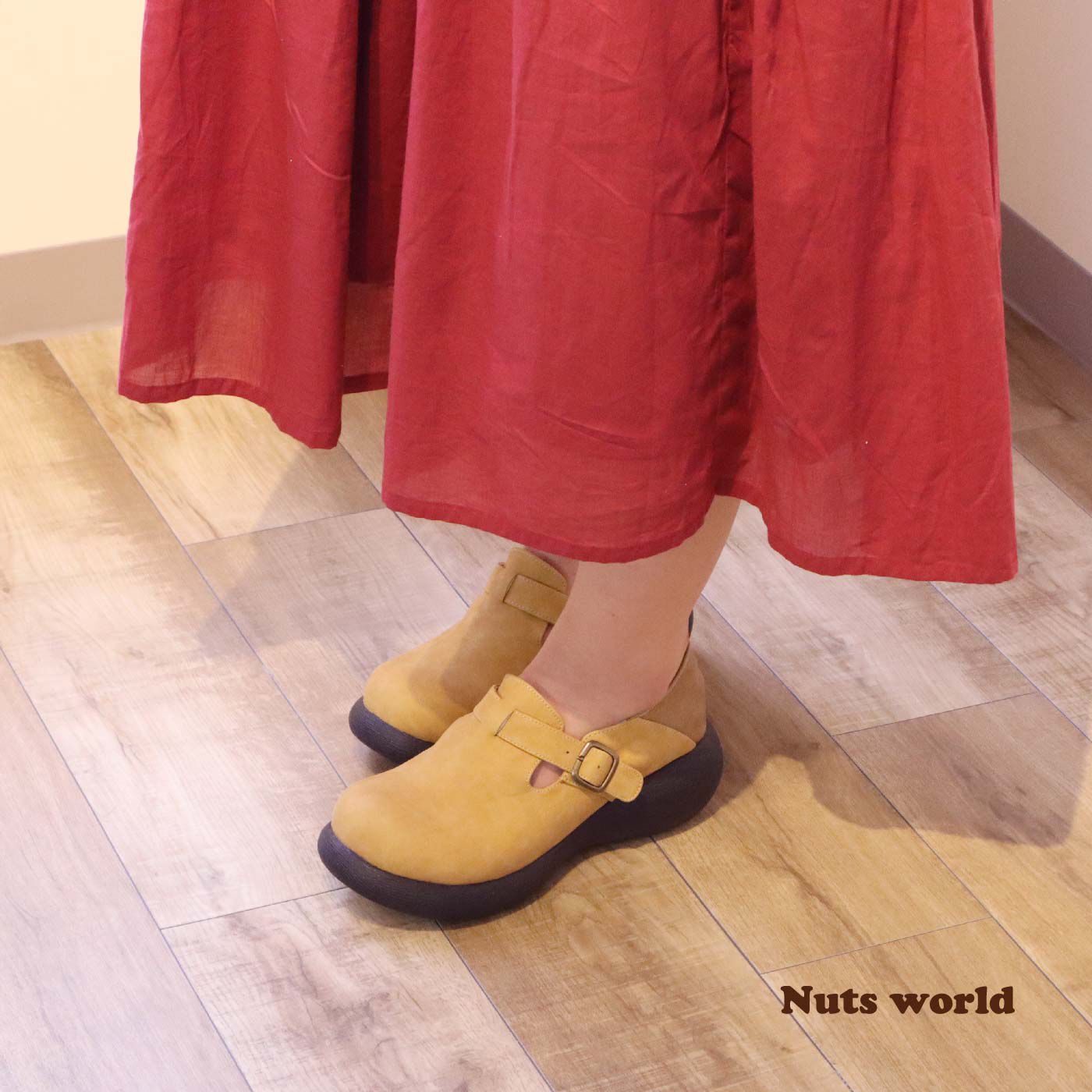 FELISSIMO PARTNERS|Nuts world サンダル使いもできる甲ベルトシューズ 〈茶〉