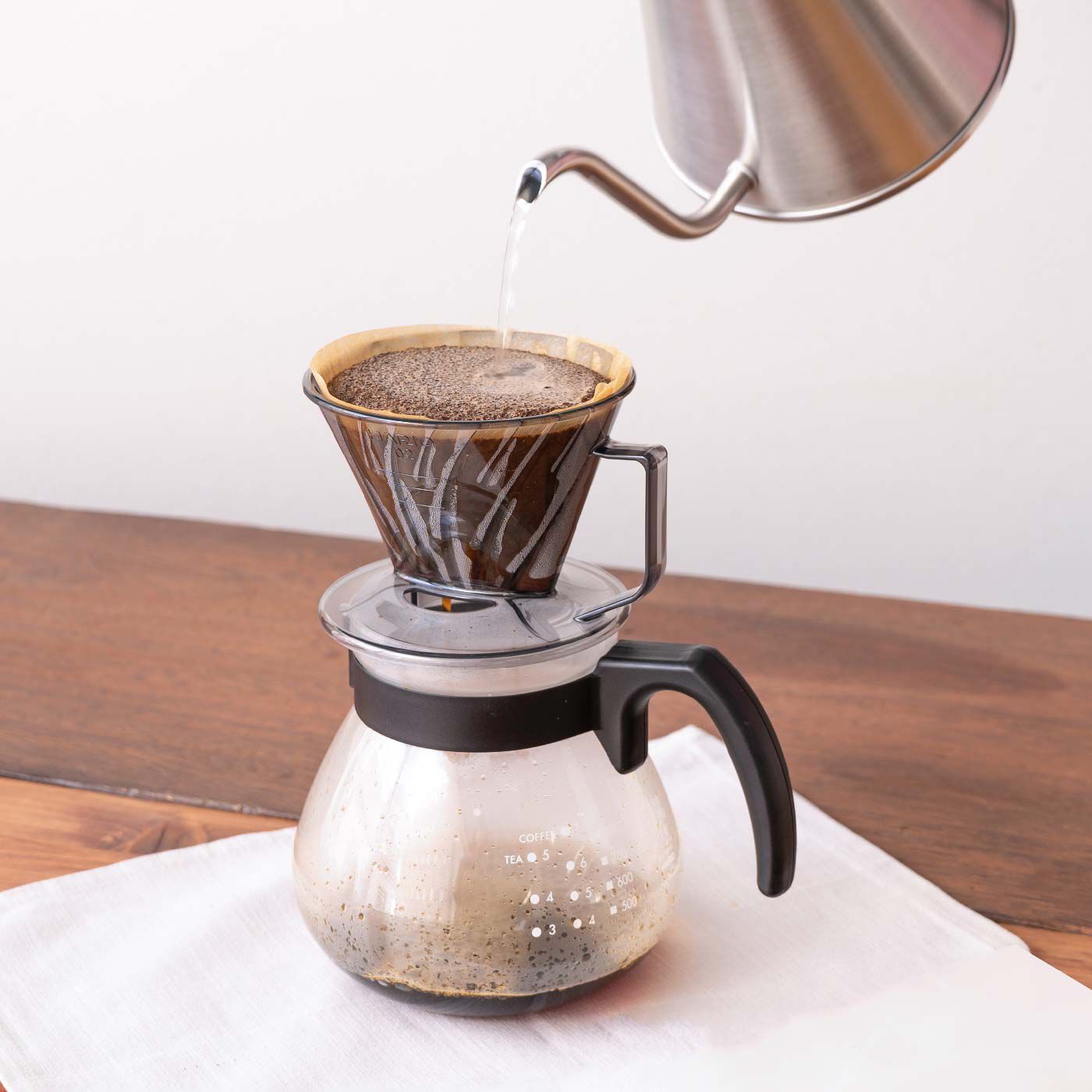 FELISSIMO PARTNERS|ハンドドリップ初心者も簡単においしいコーヒーを淹れられる　ベストコ×ＨＡＲＩＯ　メモリ付きコーヒードリッパー・ペーパーフィルター＆サーバーセット