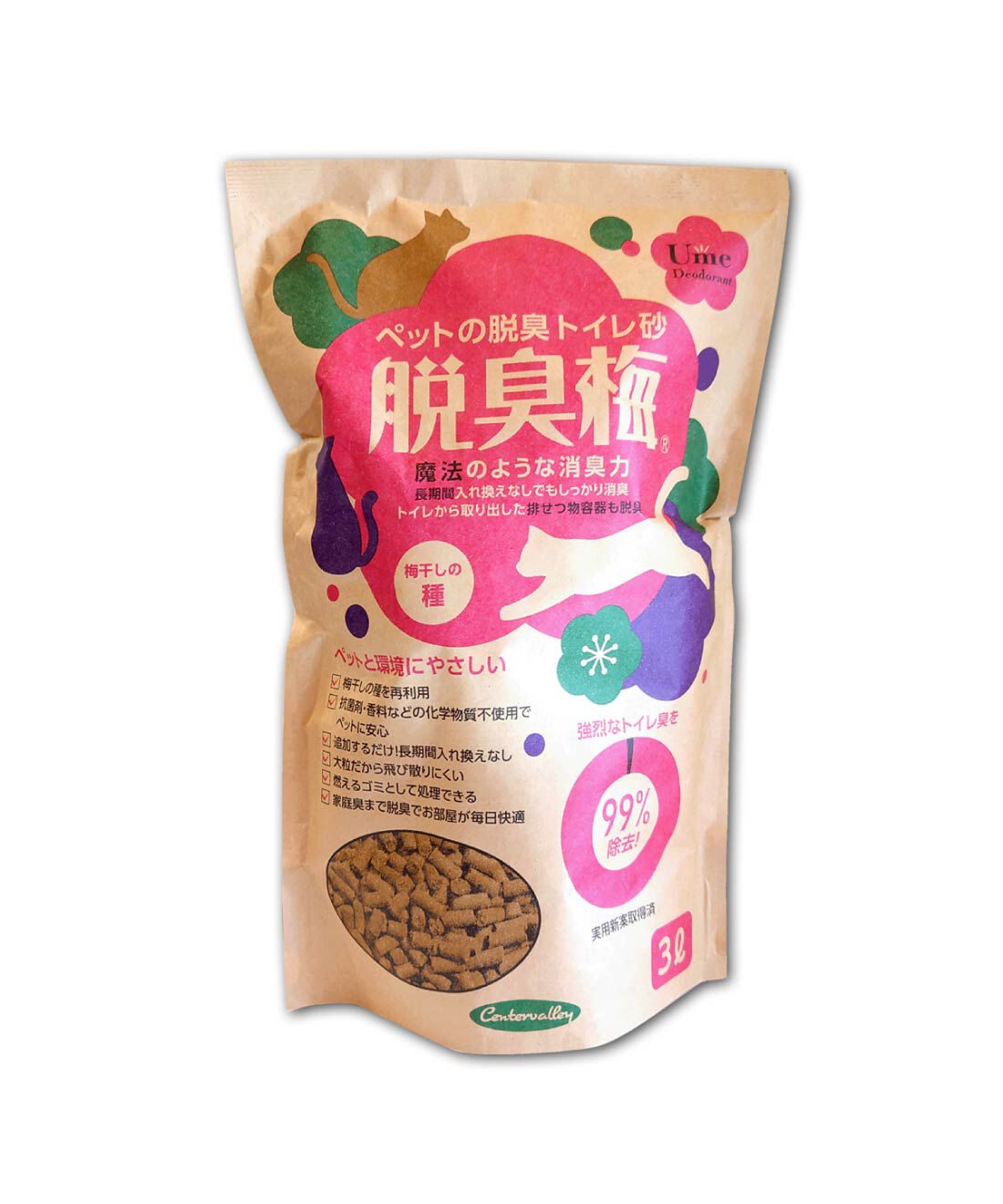FELISSIMO PARTNERS|梅の種からできた猫のトイレ砂「脱臭梅」３Ｌ