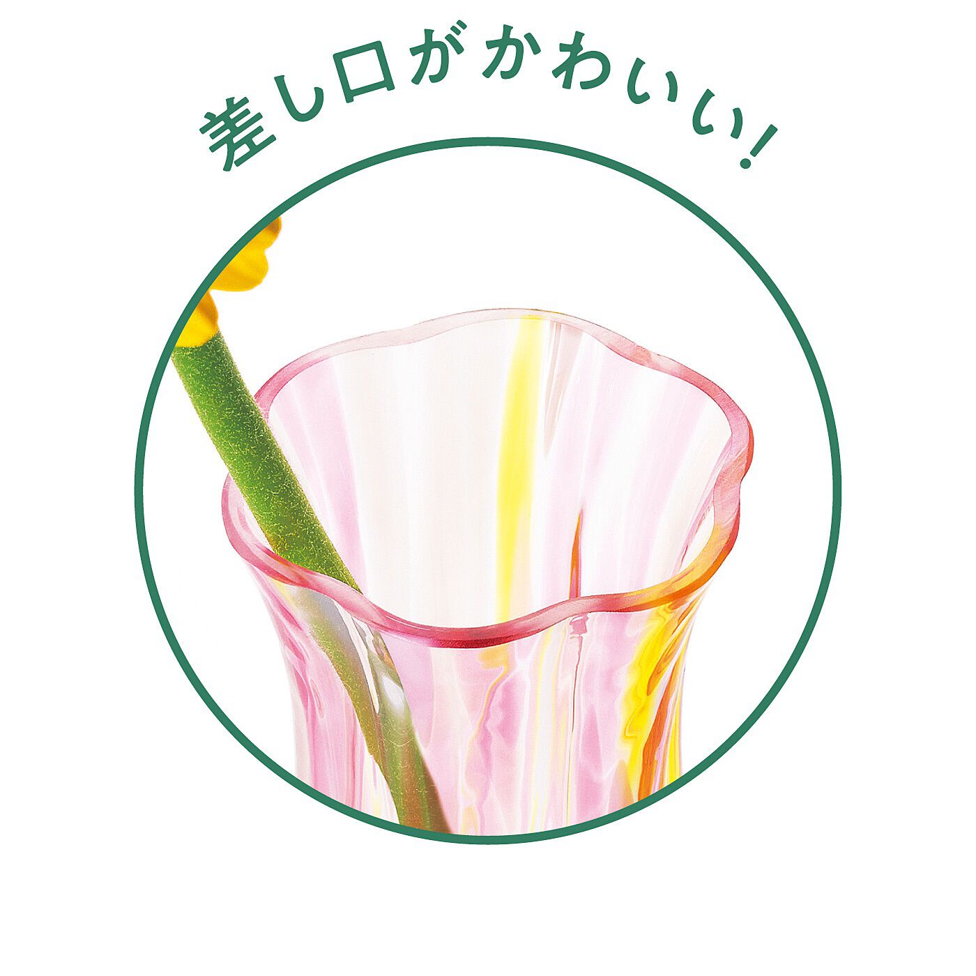 FELISSIMO PARTNERS|津軽びいどろ　日々の暮らしを華やかに彩る　フラワーベース〈花ひかり〉|上から見るとお花のよう！見た目にかわいいだけでなく、くぼみに茎がかかって花を生けやすいデザインです。