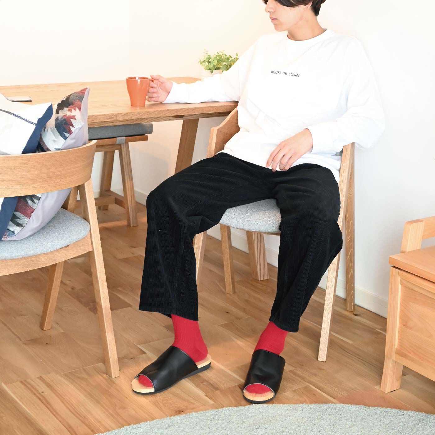 FELISSIMO PARTNERS|しっくりなじむ　ひのき素材のルームシューズツーピース　黒