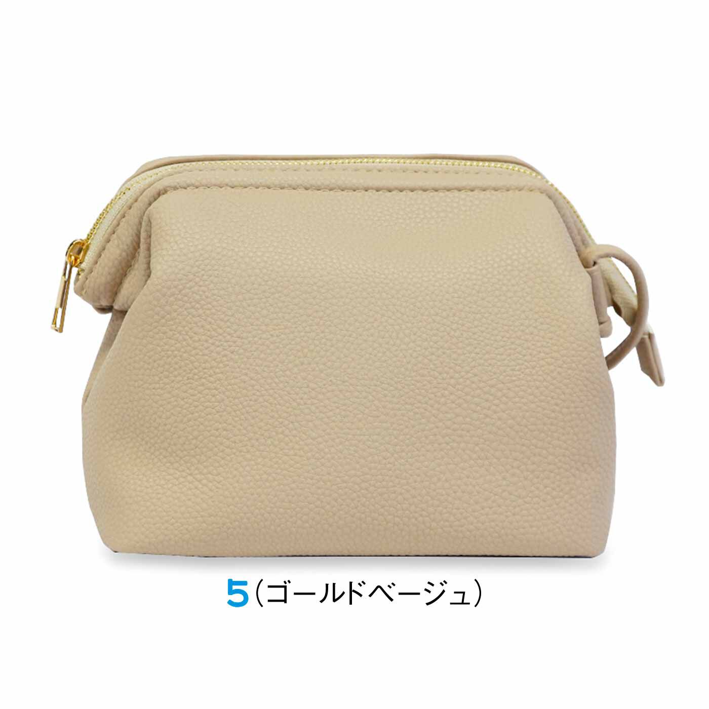 FELISSIMO PARTNERS|ファスナーを開けるとパカっと開く ワイヤー口金入りフェイクレザーショルダー