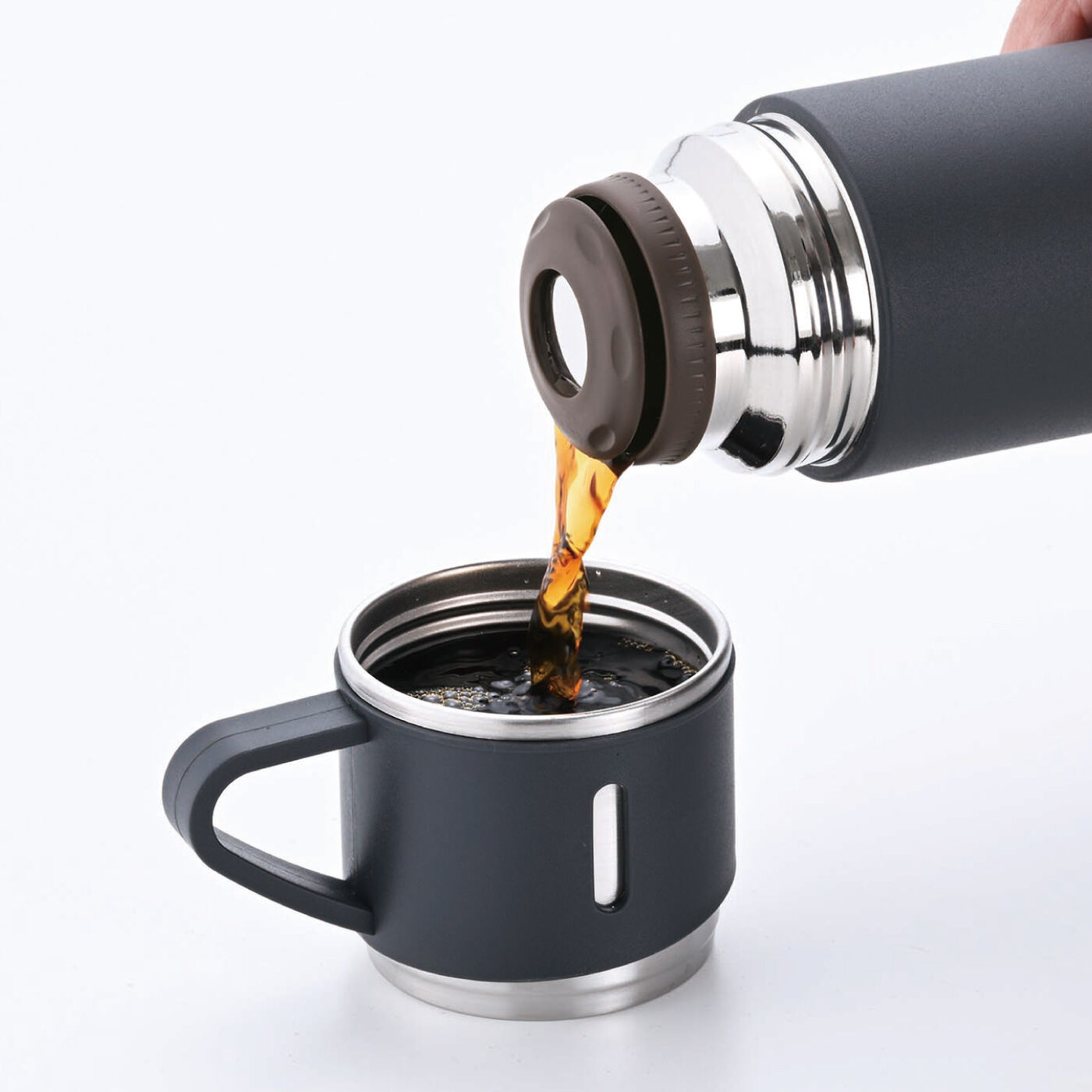 FELISSIMO PARTNERS|取っ手が便利　ココカフェ　コップ付き真空二重ボトル〈450mL〉