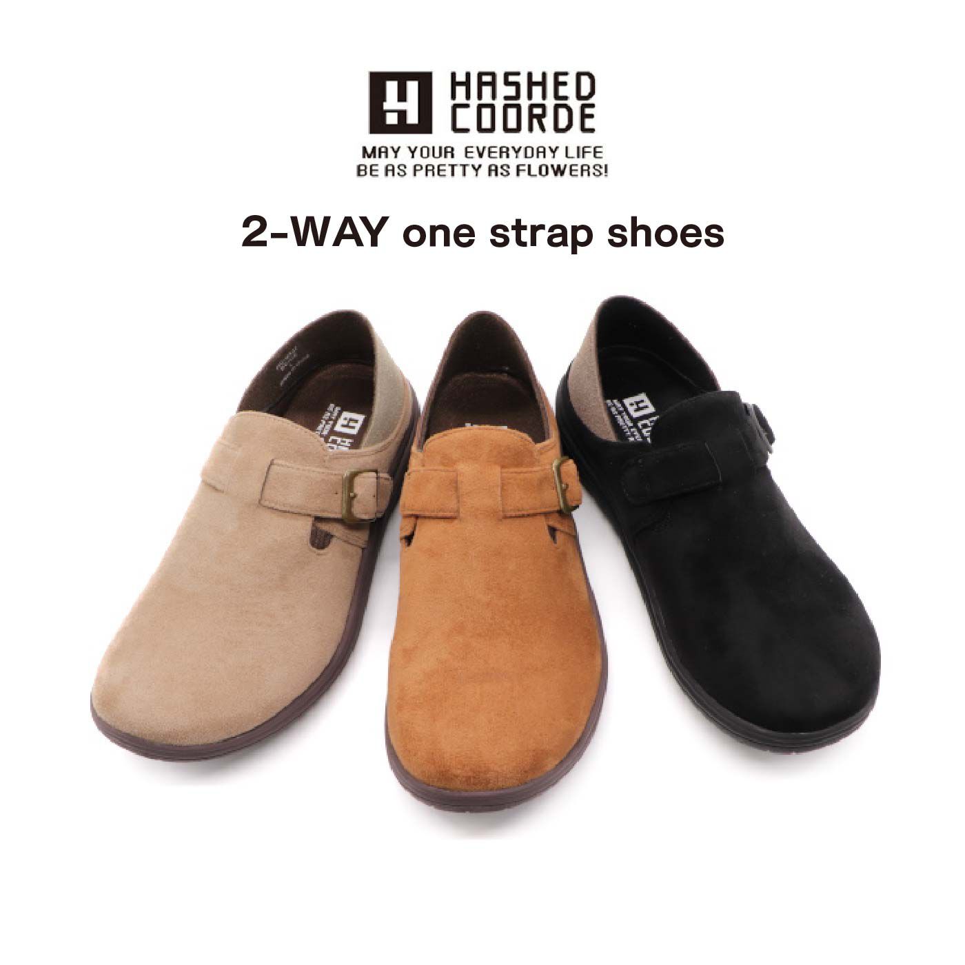 FELISSIMO PARTNERS|Hashed Coorde 2-WAYワンストラップシューズ〈ベージュ〉