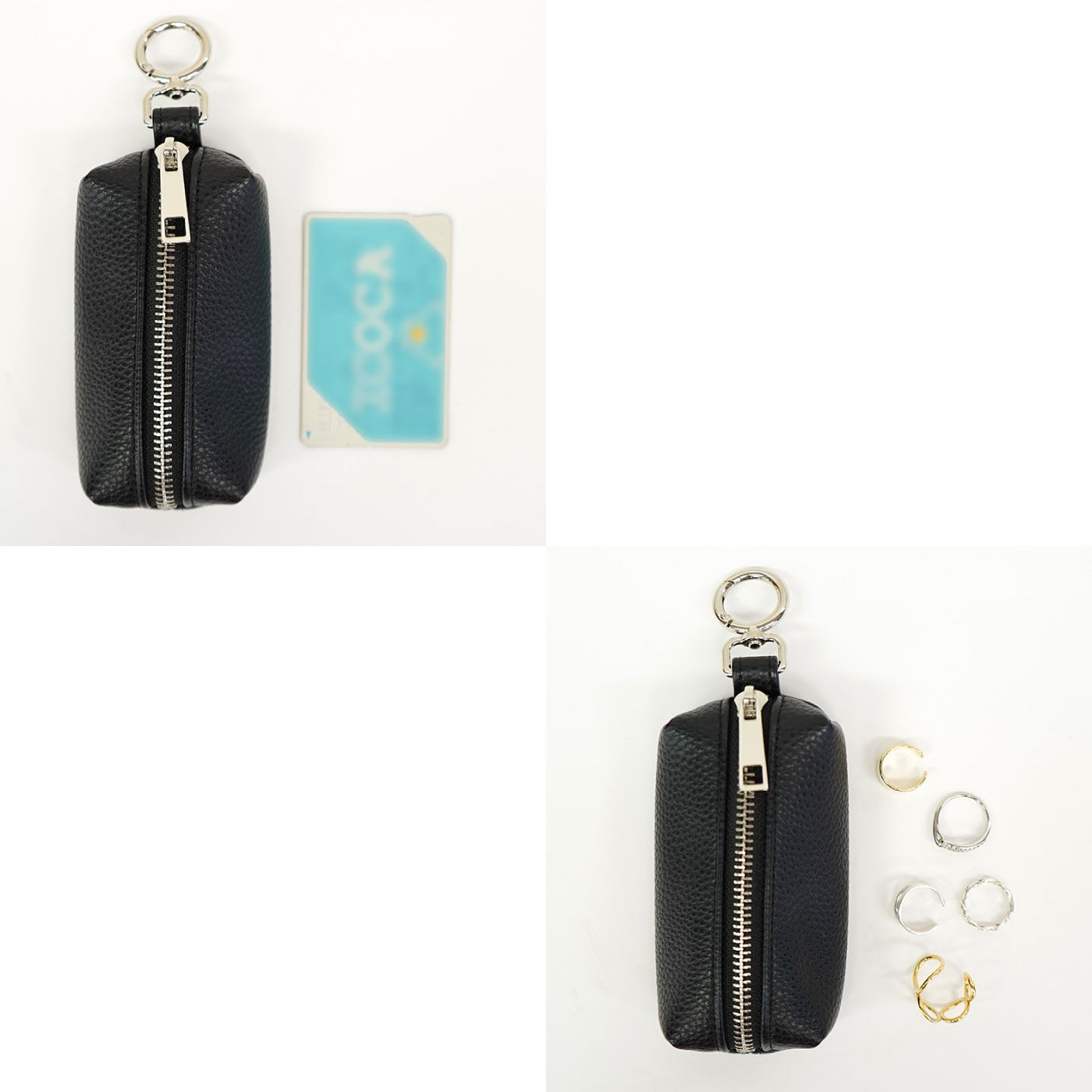 FELISSIMO PARTNERS|使い方いろいろ！　フェイクレザーキーリング小物入れ|ICカードやアクセサリーを入れても。