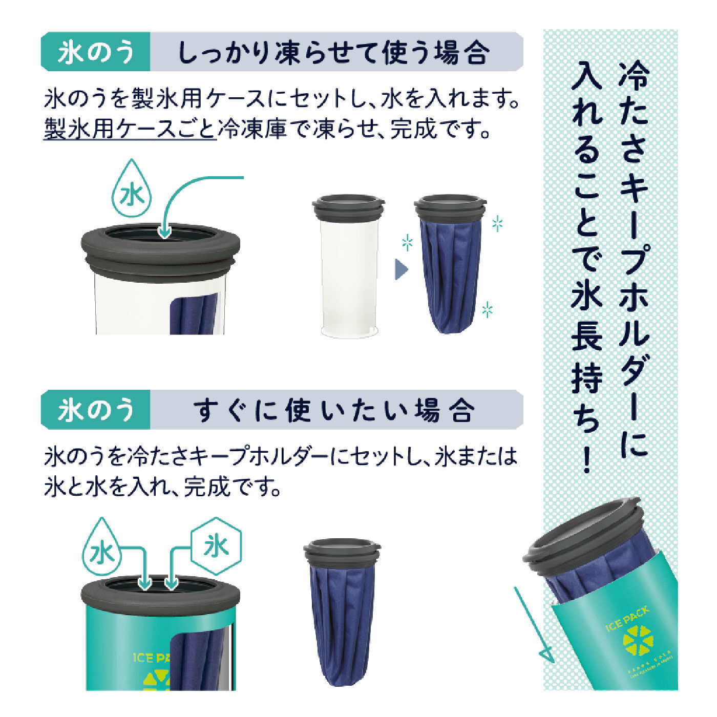 FELISSIMO PARTNERS|熱中症対策やアイシングに魔法瓶構造で持ち運ぶから氷が長持ち！アイスパック(保冷氷のう)