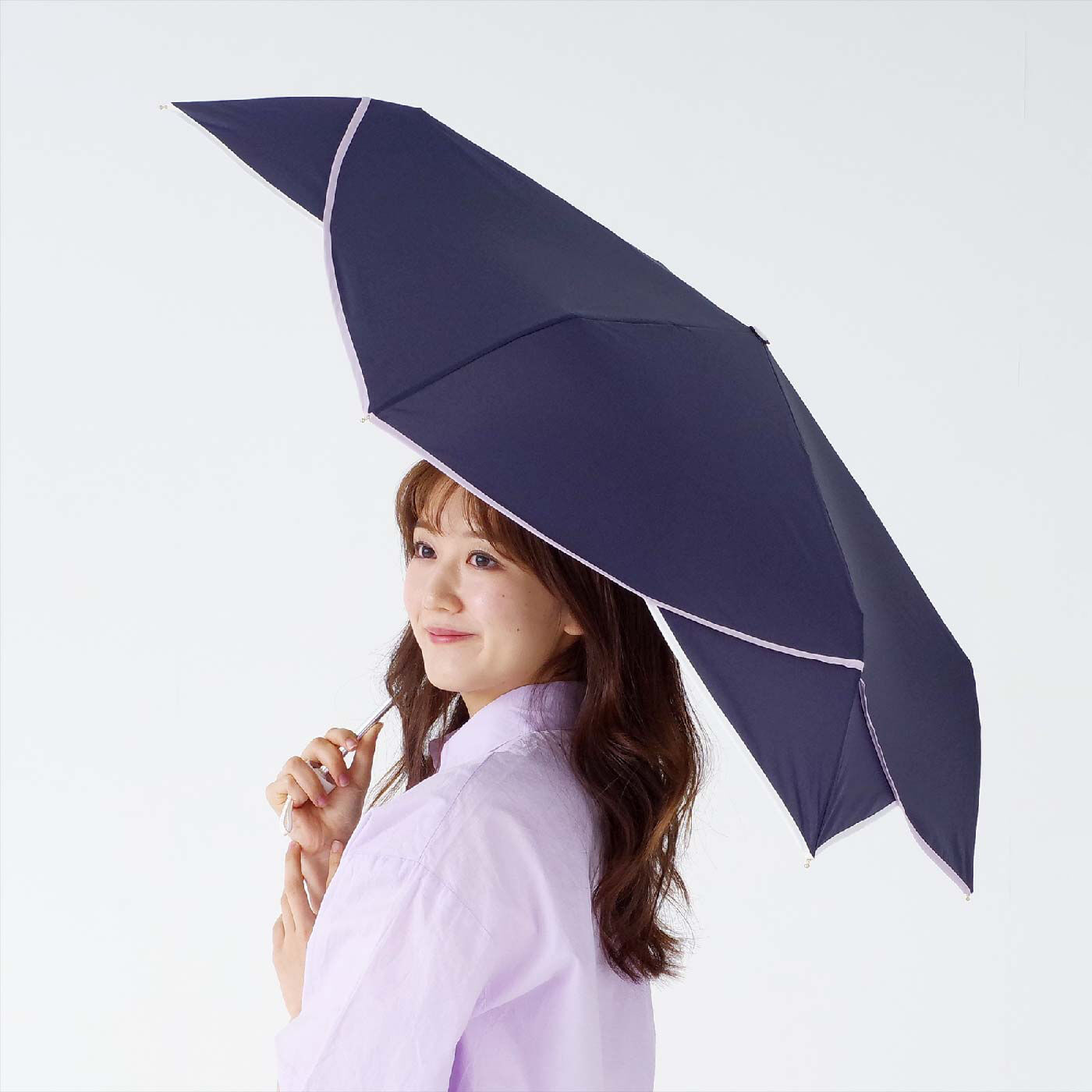 FELISSIMO PARTNERS|ちょっと大きめ折りたたみ雨傘　フラワーパイピング