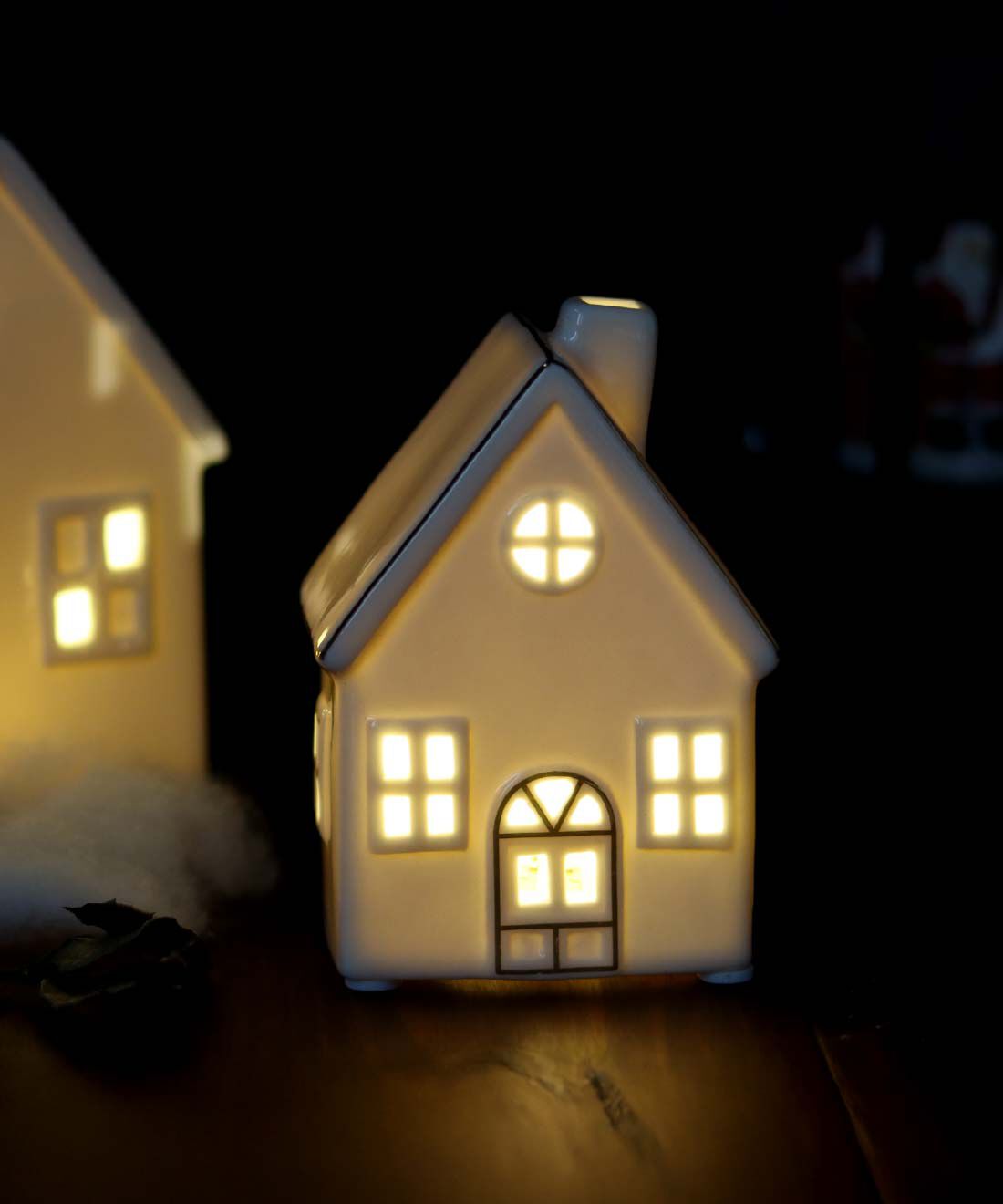 FELISSIMO PARTNERS|やわらかな灯りにこころがやすらぐＬＥＤライト付きセラミックハウス　シェブロン〈Ｓサイズ〉