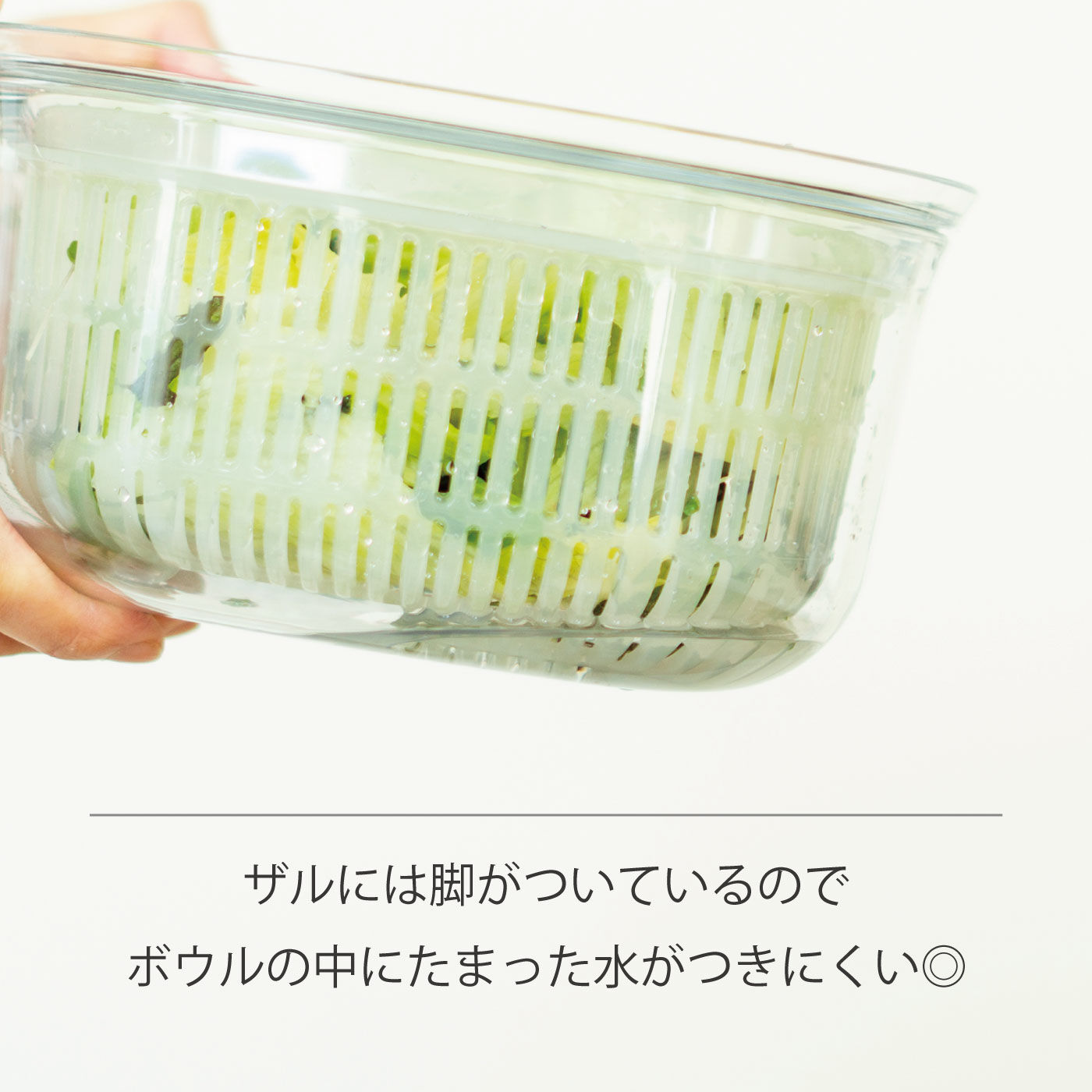FELISSIMO PARTNERS|水切りそのまま保存　器使いもできるザル　Vegi mage『あらう』スリム