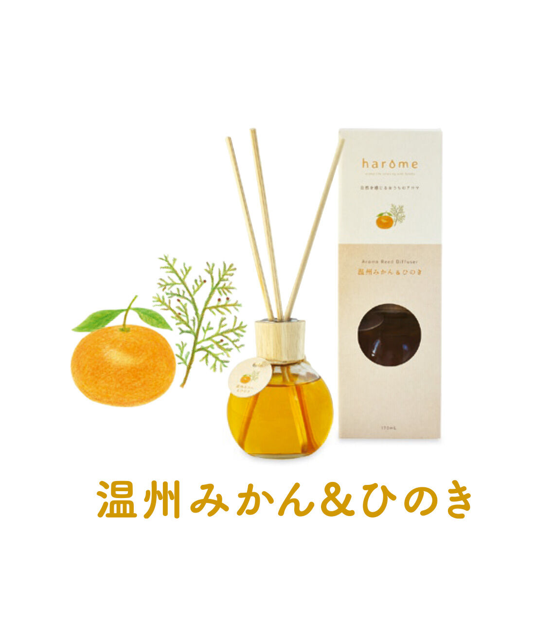 FELISSIMO PARTNERS|自然を感じるおうちのアロマ harome（ハローム）リードディフューザーの会（5回予約）|あたたかみのあるシトラスの香り。穏やかな和空間に。 【配合精油】温州みかん、ローズマリー、ホーウッド、ひのき、メイチャン、杉（木部）、プチグレン、カモマイル・ローマン