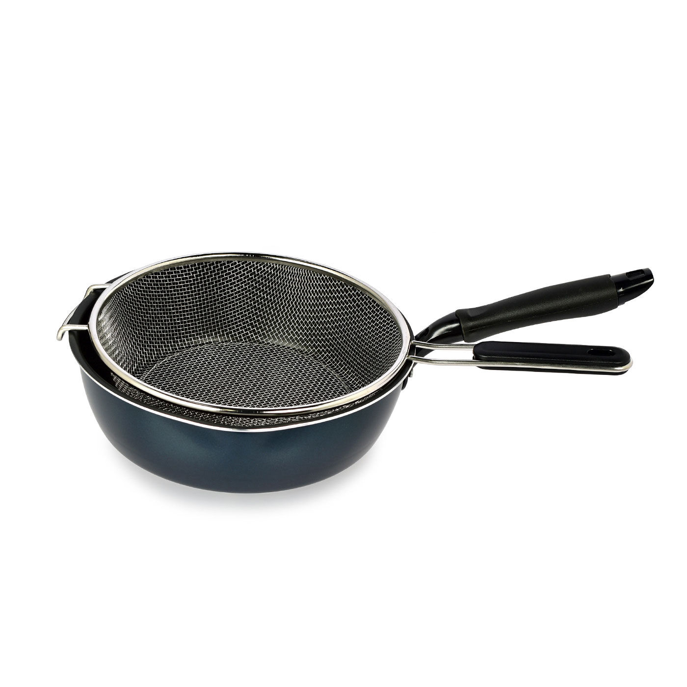 FELISSIMO PARTNERS|煮る・焼く・ゆでる　ミリ・オーネ ＩＨ対応　深型両口フライパン26cm|ストレーナーと一緒に使うと便利です。