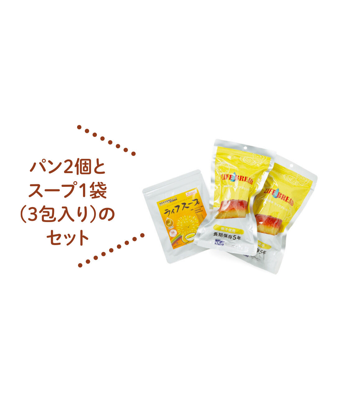 FELISSIMO PARTNERS|栄養素もしっかり備蓄 5年保存のライフスープとパンの会（6回予約）|●1回のお届けセットです。