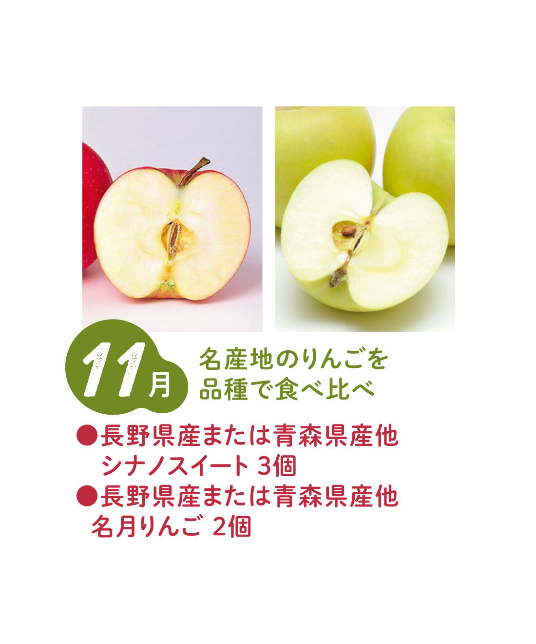 FP産地直送マルシェ|【予約限定・締切8月3日】ベストコンビをたっぷり食べ比べ！ 2種類の旬フルーツ12ヵ月コース|シナノスイートは酸味が少なくやさしい味わい。名月は濃厚な甘さと酸味のバランスが絶妙です。（11月上旬〜中旬）