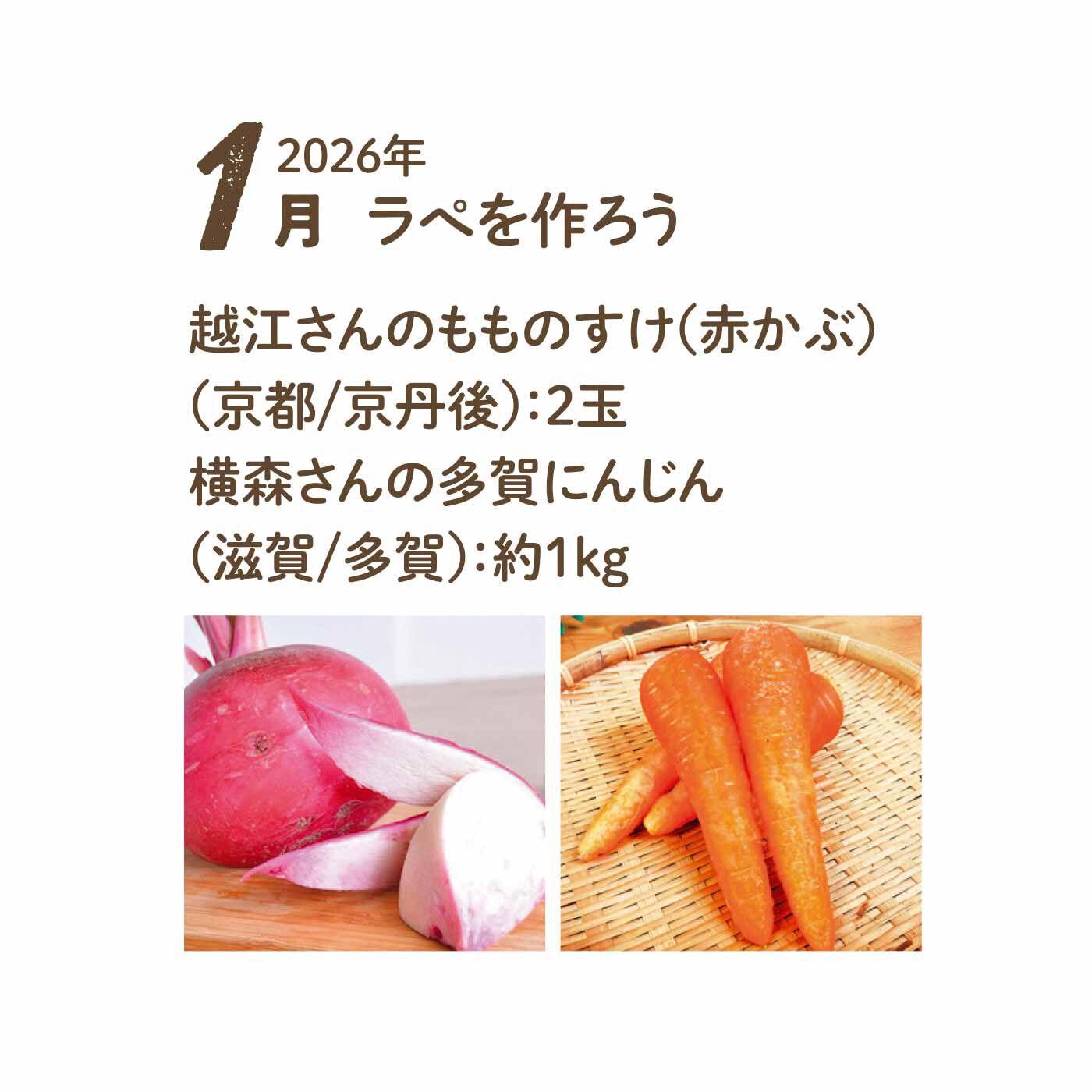 FP産地直送マルシェ|【予約限定・締切6月3日】野菜で彩る1年間！ 24種のごちそうフルーティー野菜12ヵ月コース|彩の美しい生で食べられるかぶとにんじん。細く切ってオリーブオイルや酢であえるラぺはいかが。