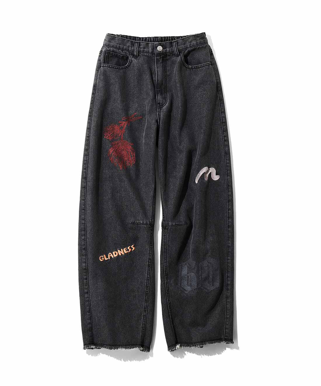 MEDE19F|MEDE19F 刺しゅうとプリントをほどこしたバレルデニム